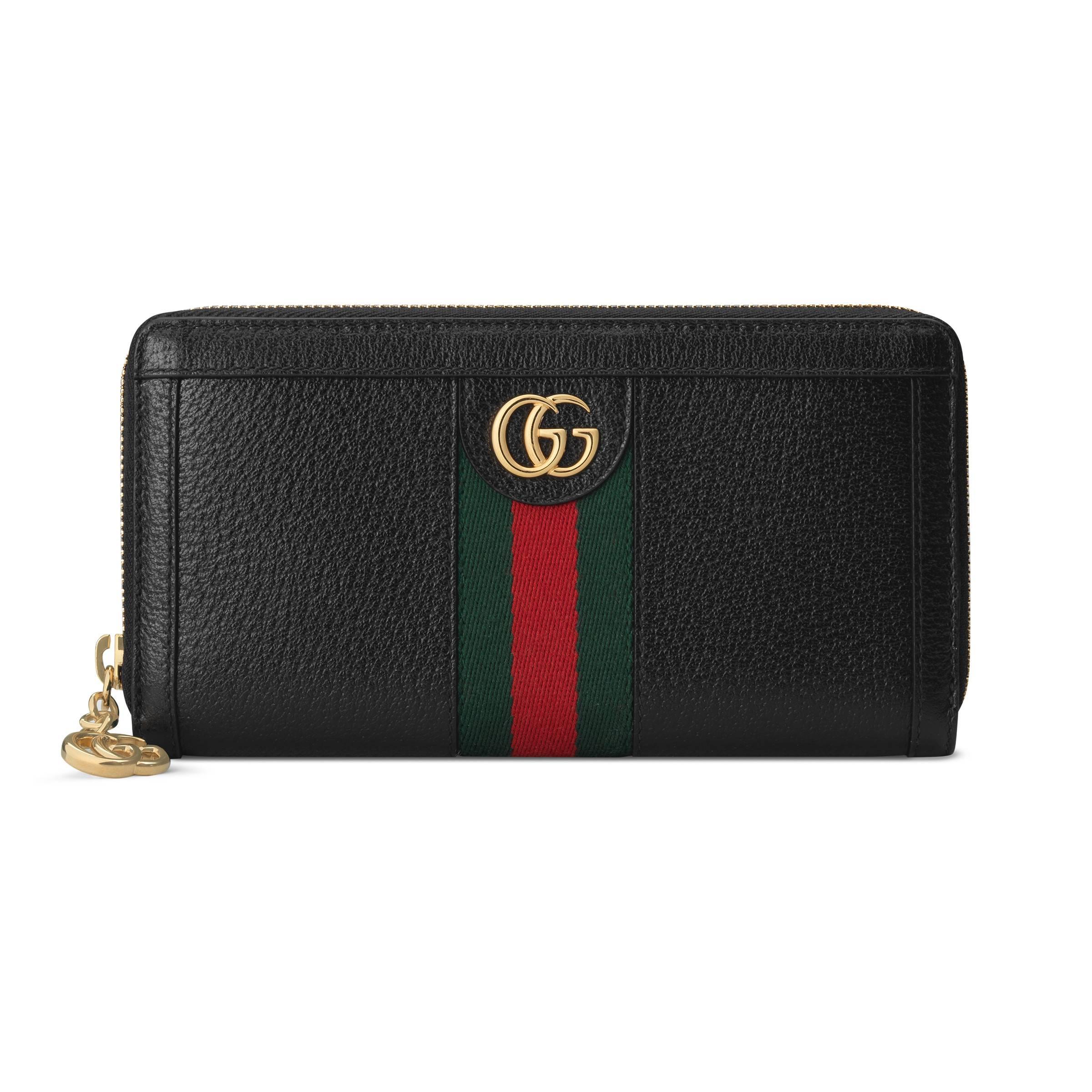 Gucci Leather Ophidia Zip Around Wallet in Black Leather (Black) - Lyst