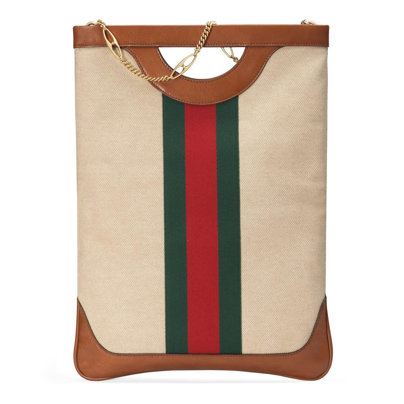 Gucci Large Vintage Canvas Tote in Natural | Lyst