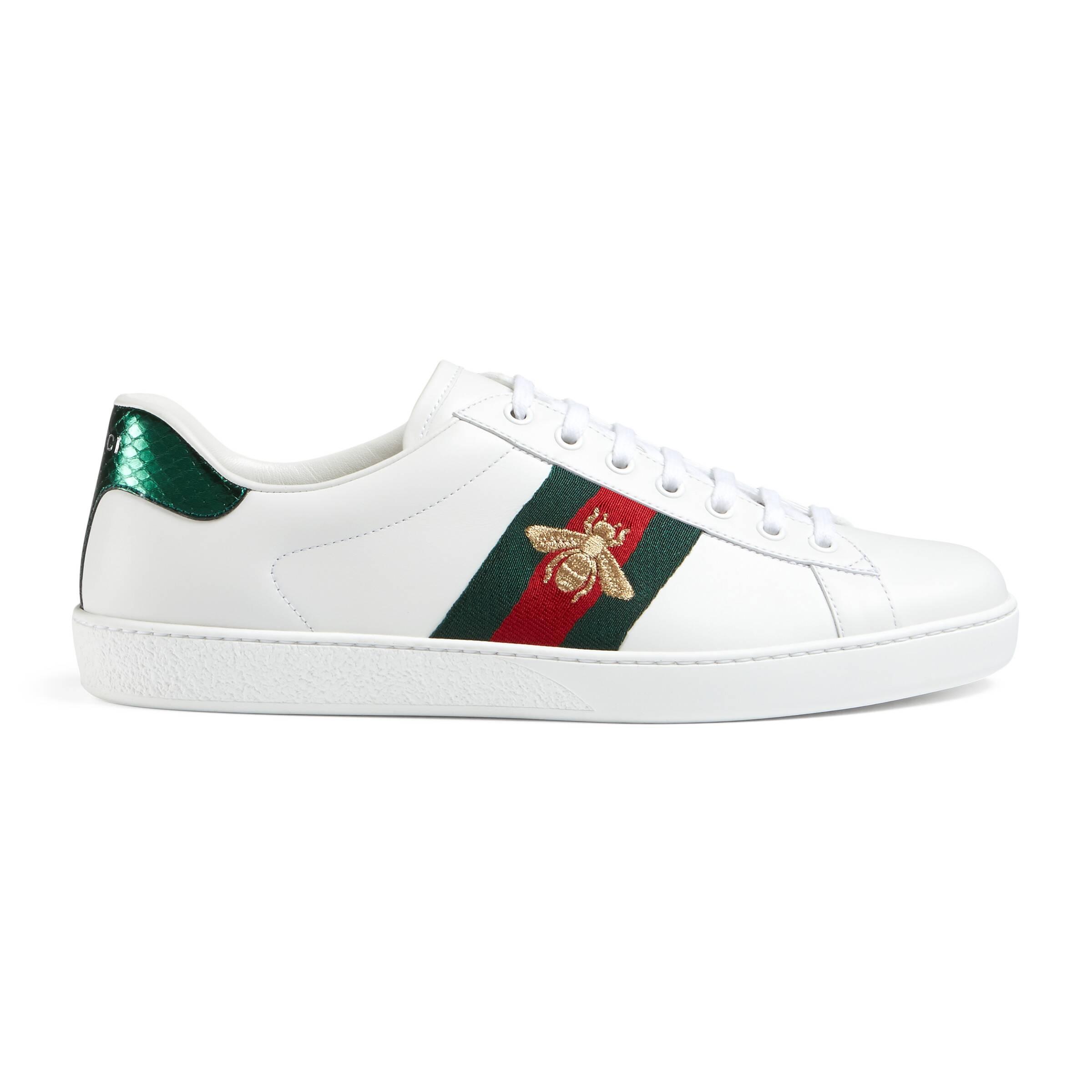 Gucci Leather Ace Embroidered Low-top Sneaker in White for Men - Lyst