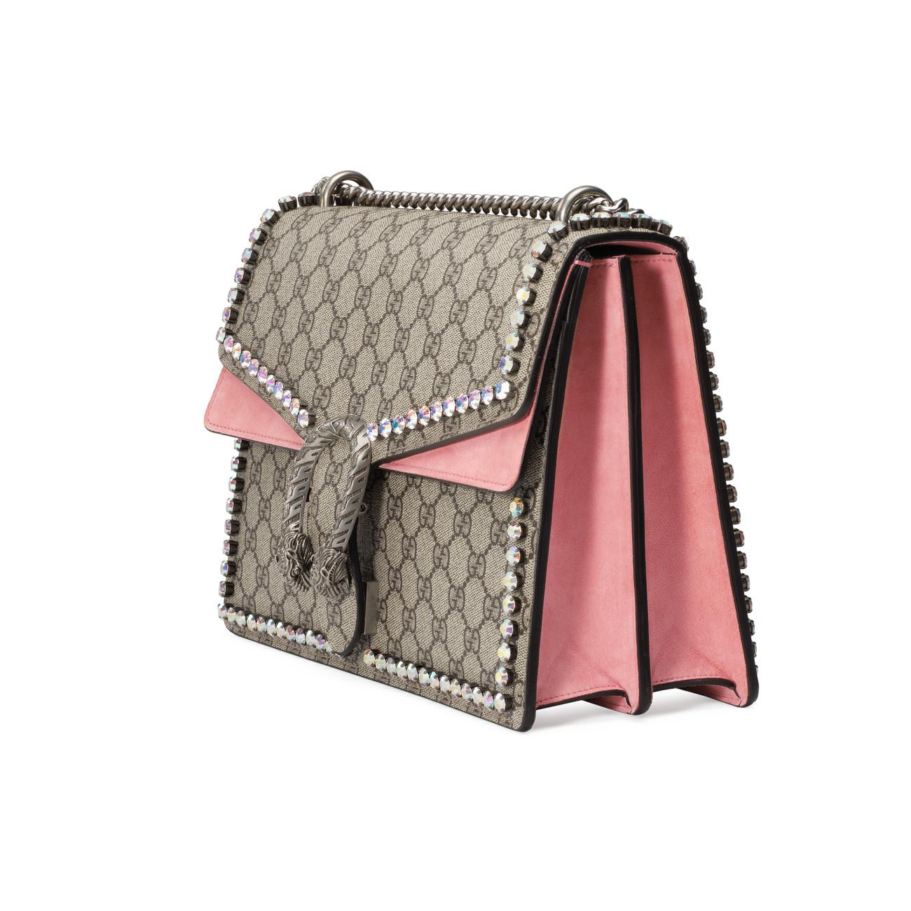 Gucci Canvas Dionysus GG Medium Crystal Shoulder Bag in Pink - Lyst