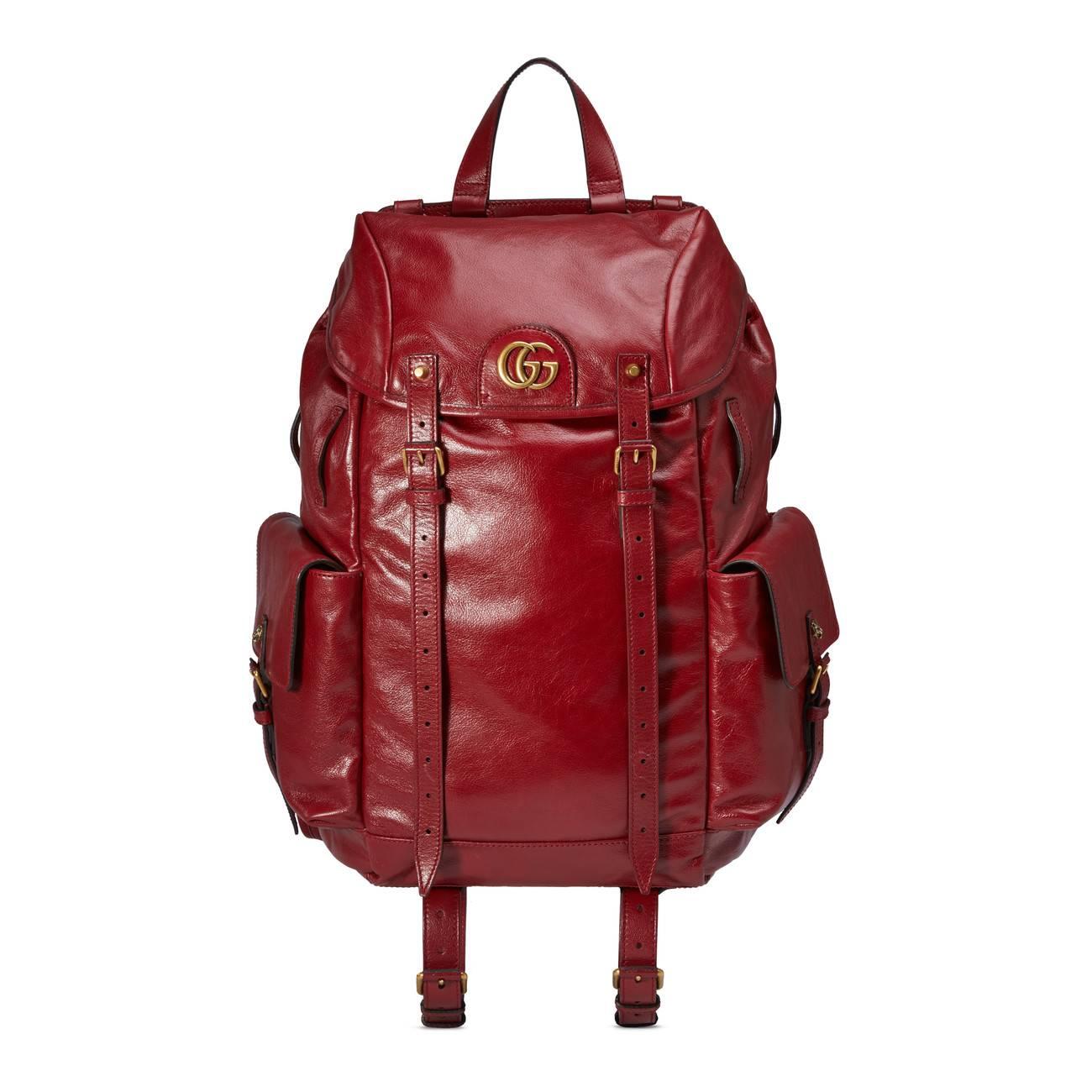 red leather gucci backpack