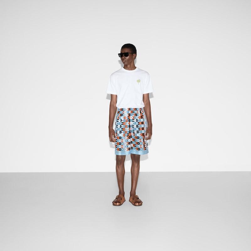 Gucci Printed Silk Twill Shorts in Blue for Men Lyst UK