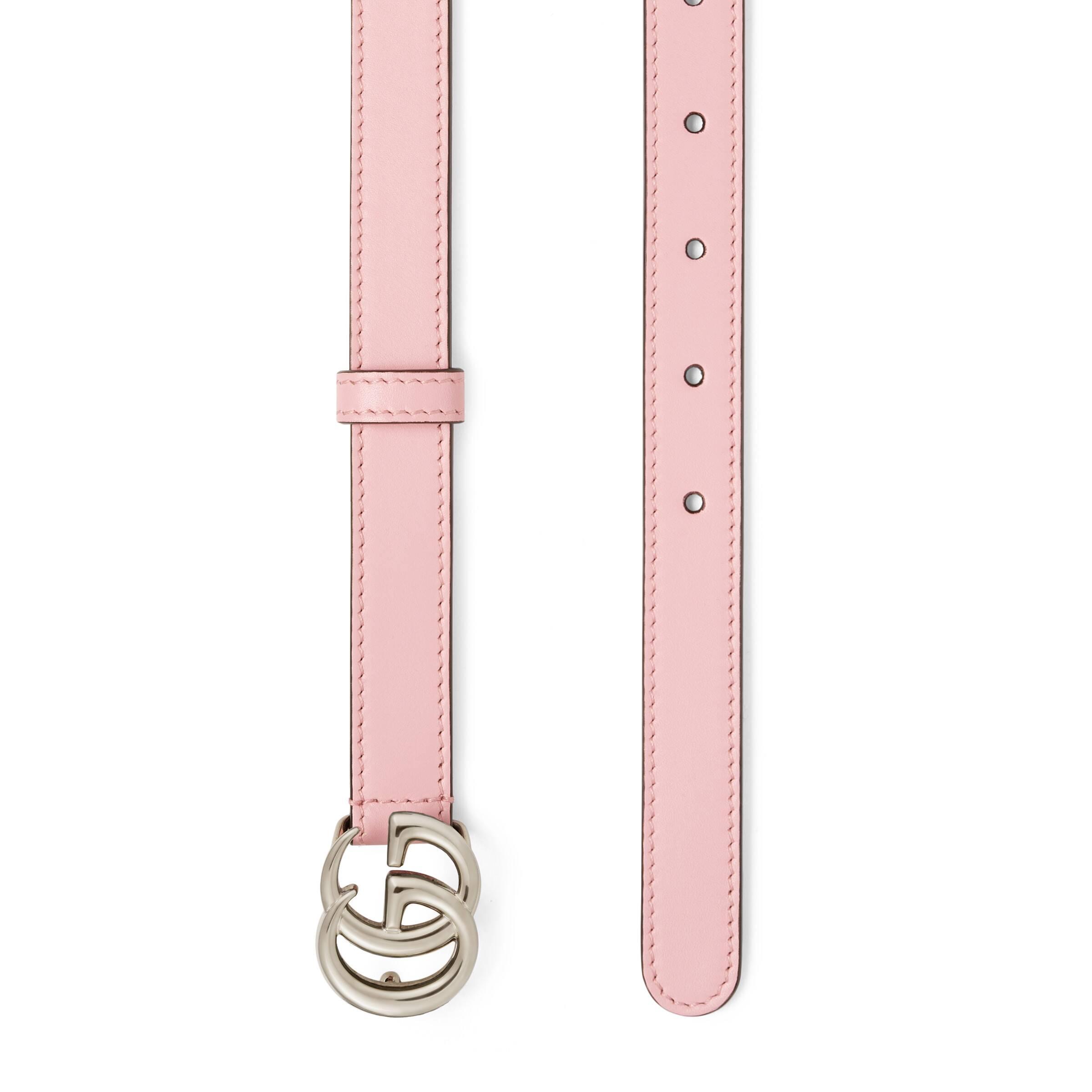 GUCCI: leather belt with double G - Pink  Gucci belt 4327071OY0G online at