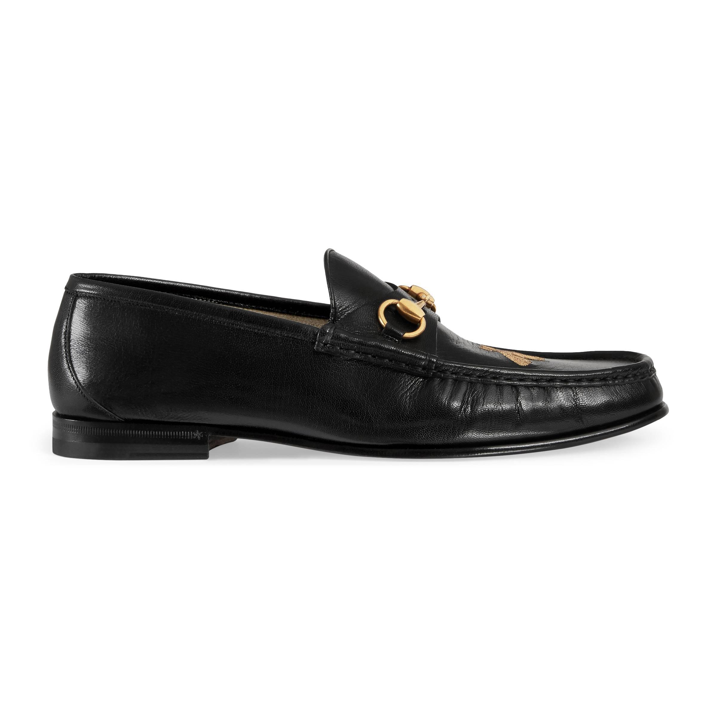 Gucci Leather Loafer With Bee in Black for Men - Lyst