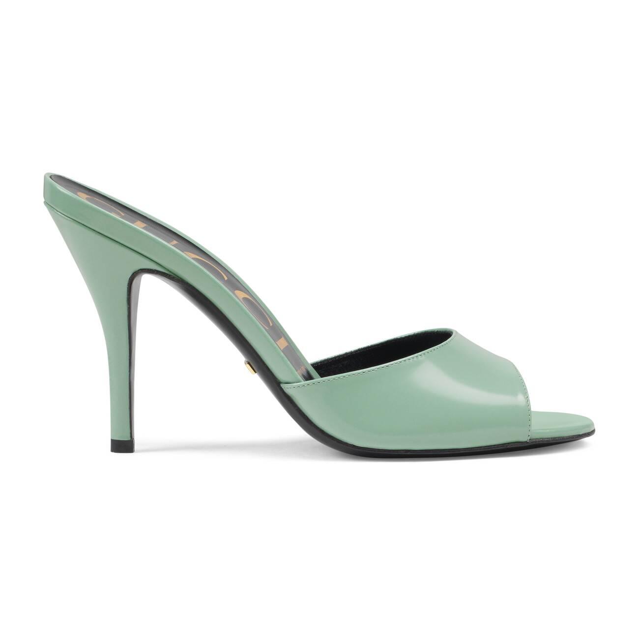 gucci leather heeled slides