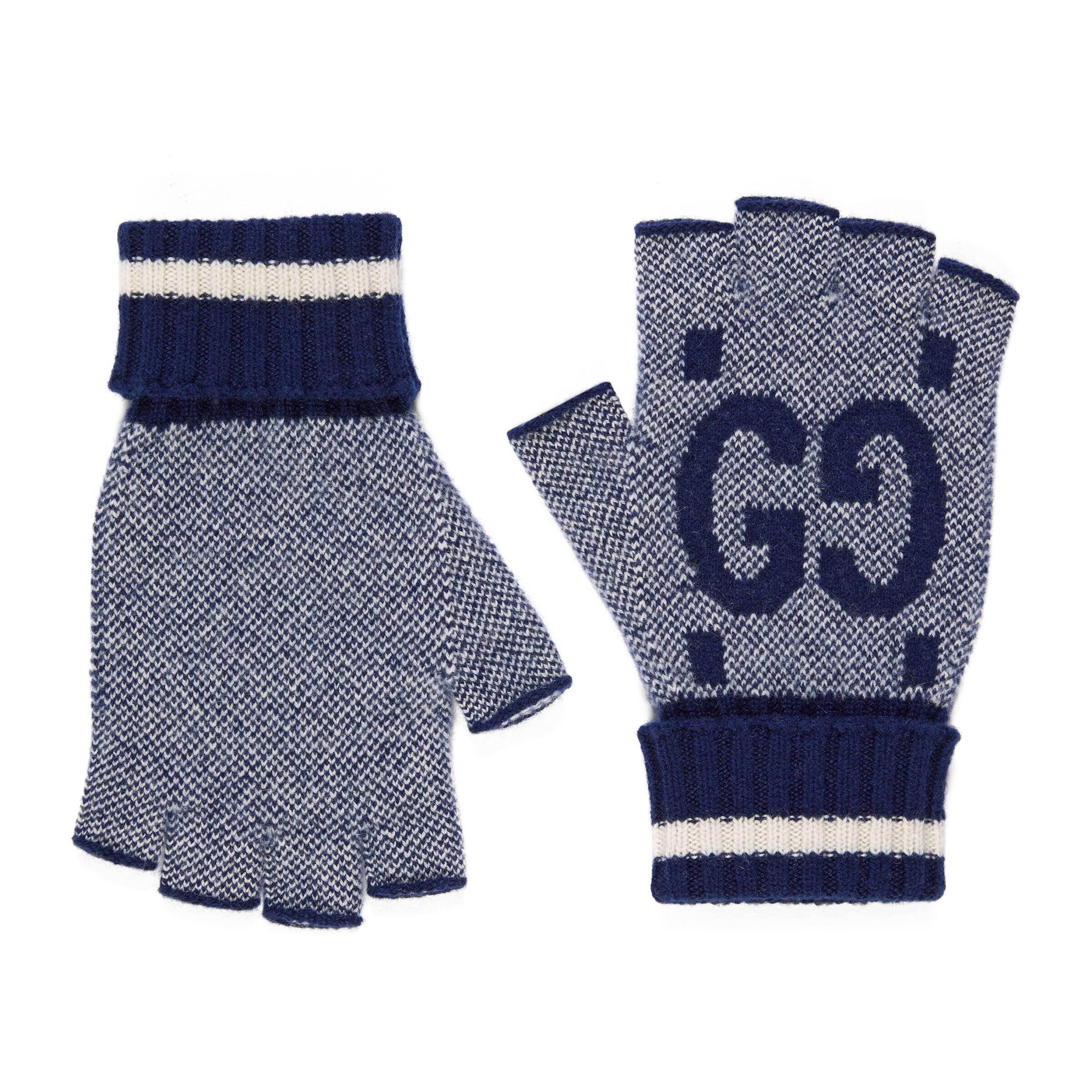 Gucci GG Cashmere Fingerless Gloves in Blue for Men Lyst