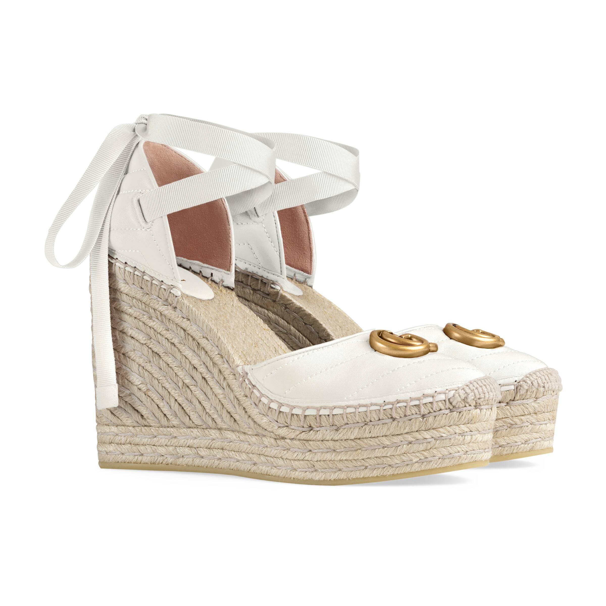 Gucci Leather Platform Espadrille in White | Lyst Australia