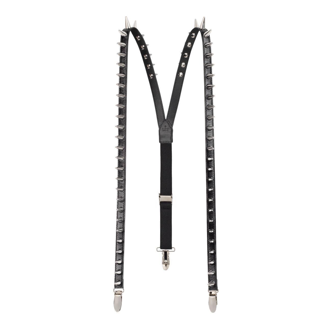 Gucci Leather Suspenders With Spikes in Black | Lyst