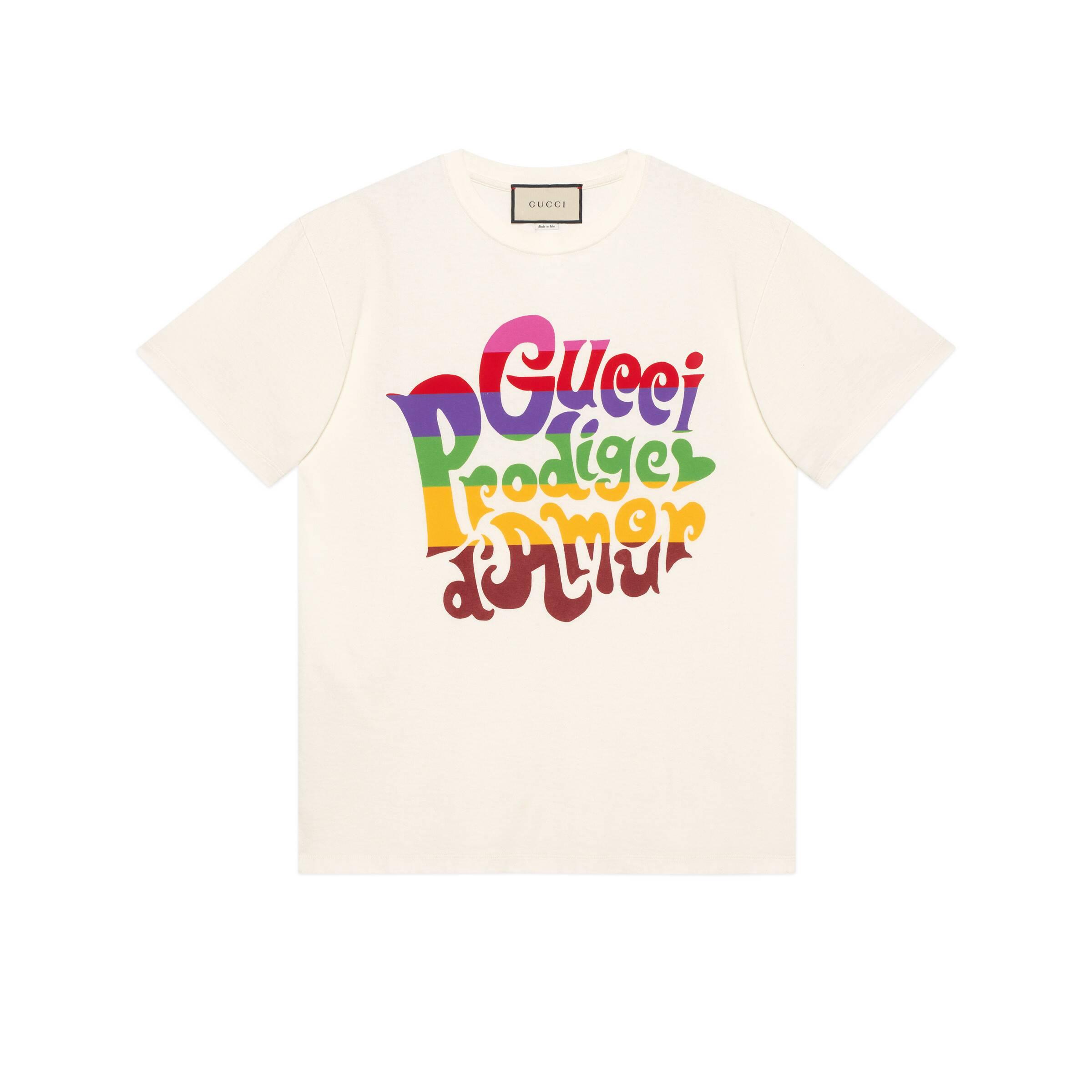 Gucci ' Prodige D'amour' Print T-shirt in White for Men | Lyst