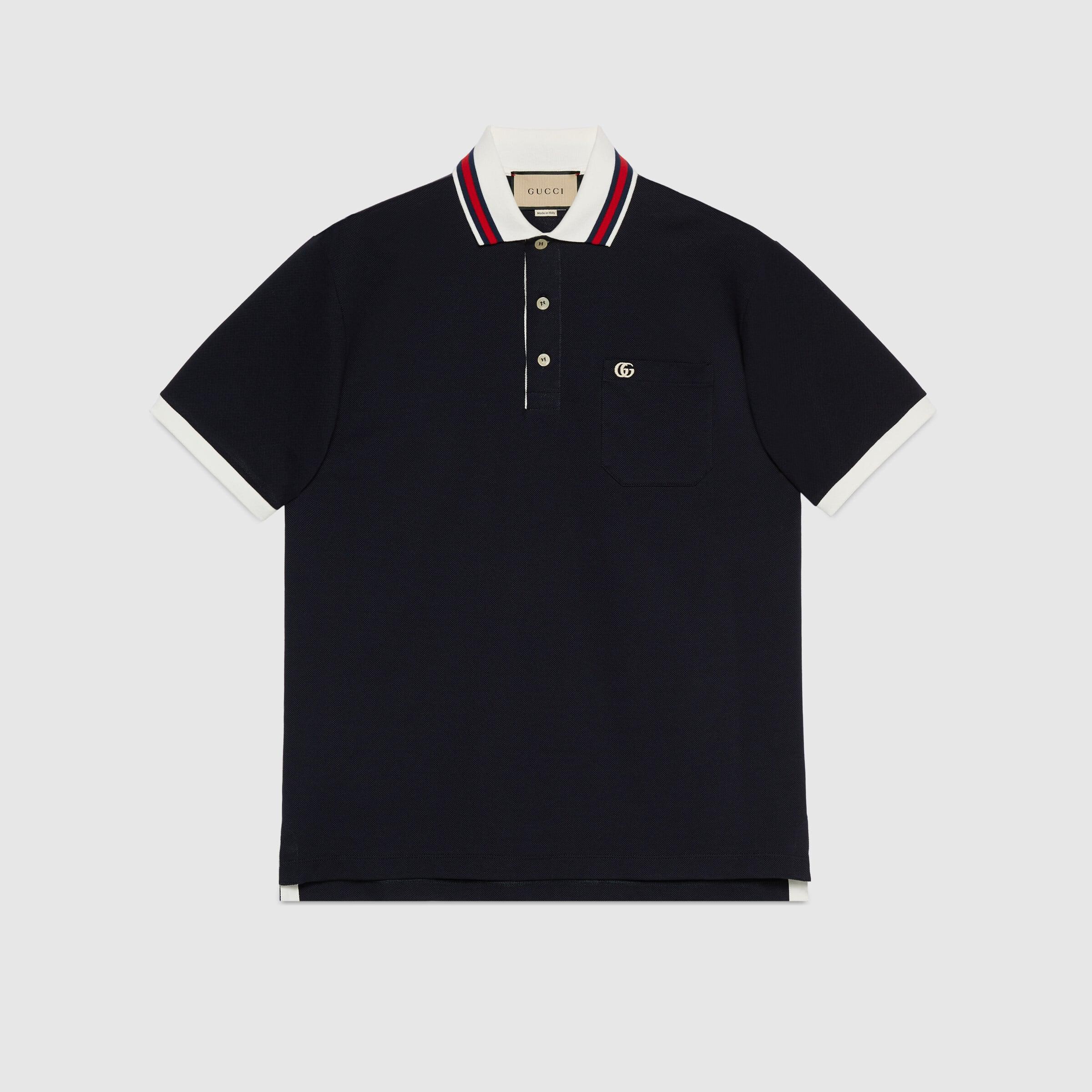 Gucci Cotton Piquet Polo With Double G in Black for Men | Lyst UK