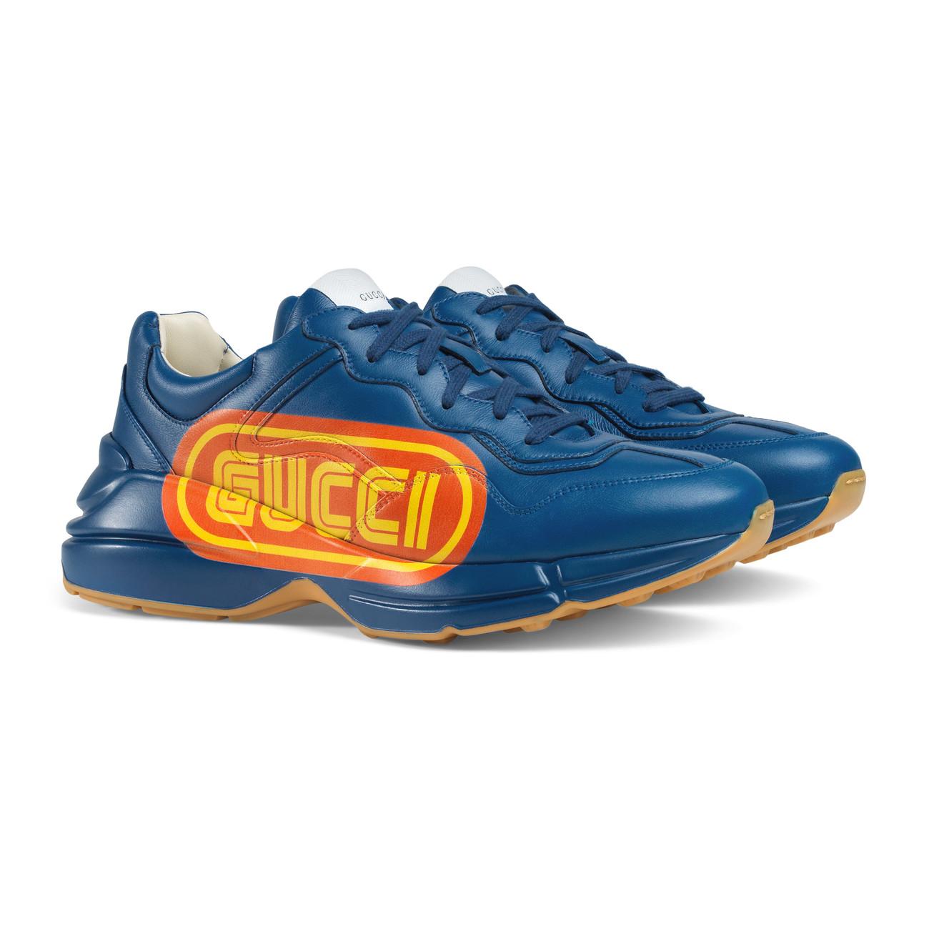 Gucci Rhyton Print Leather Sneaker in 