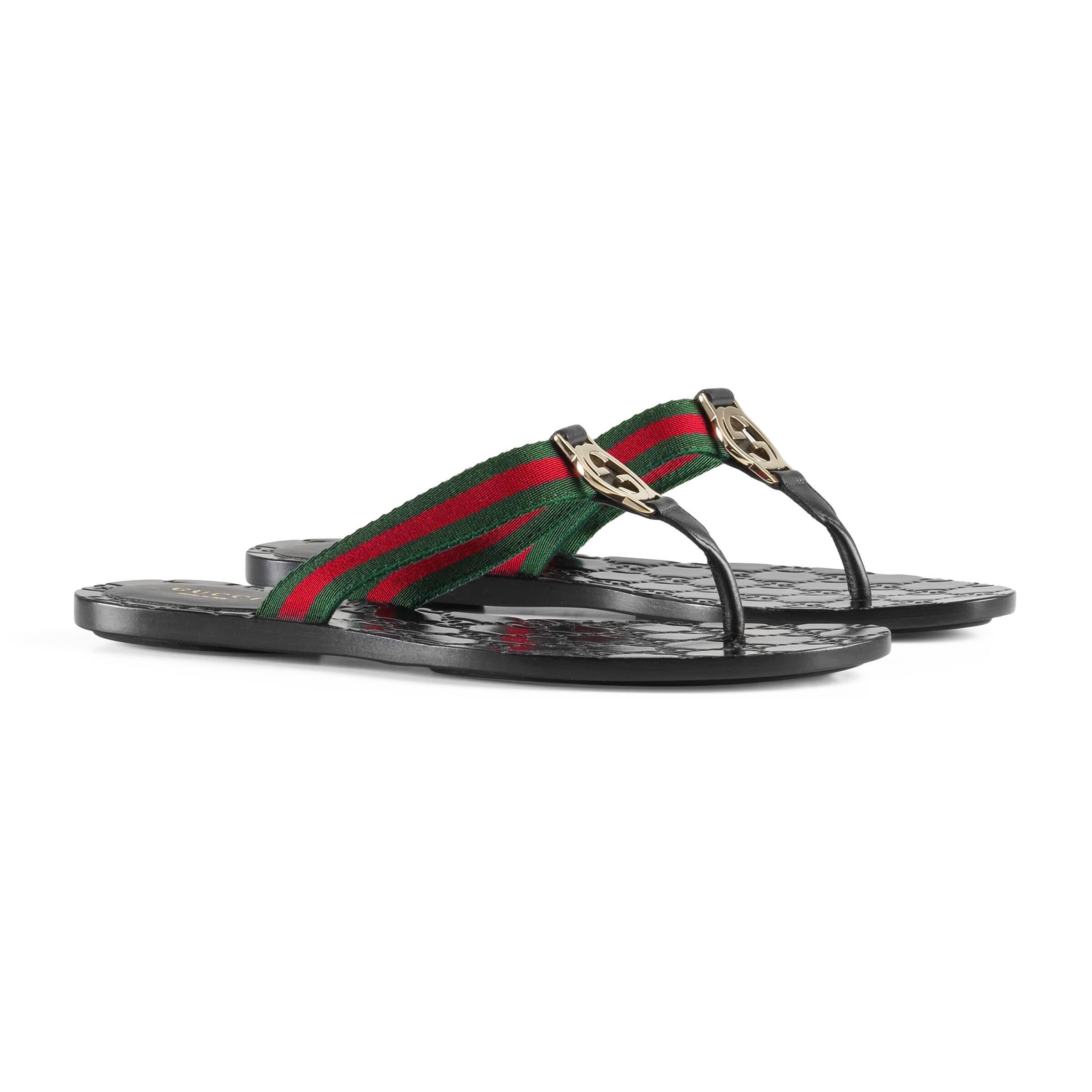 Gucci Synthetic GG Thong Web Sandal in 