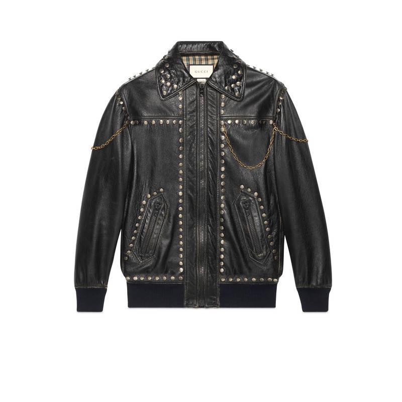gucci studded leather jacket