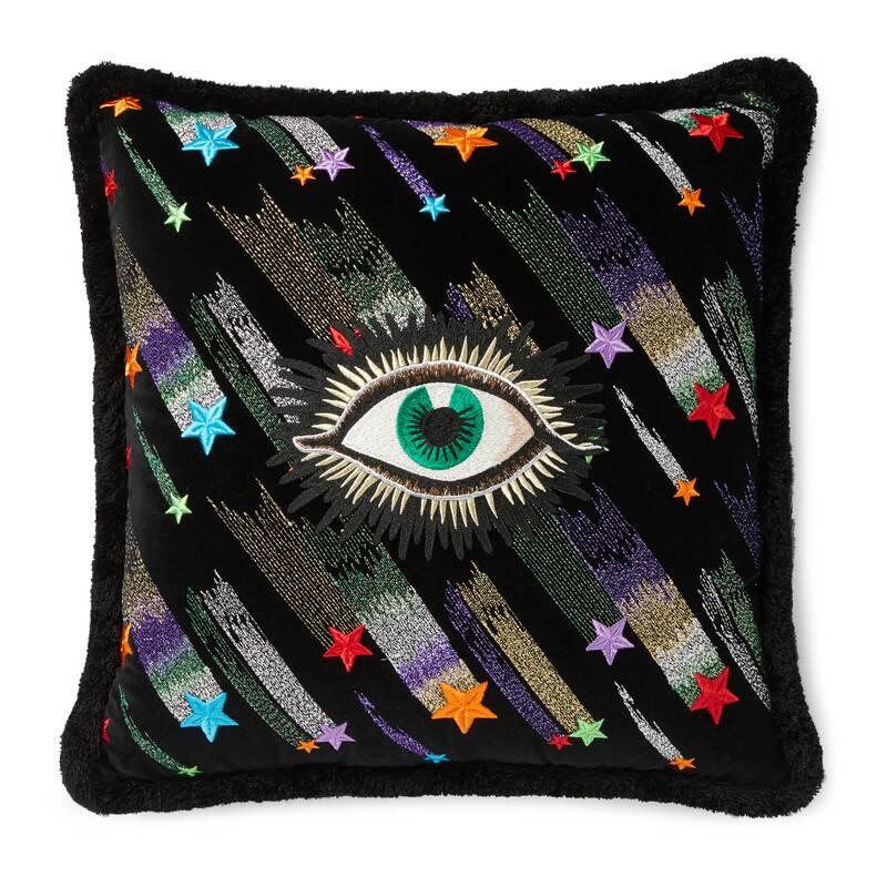 Gucci Velvet Cushion With Star Eye Embroidery | Lyst