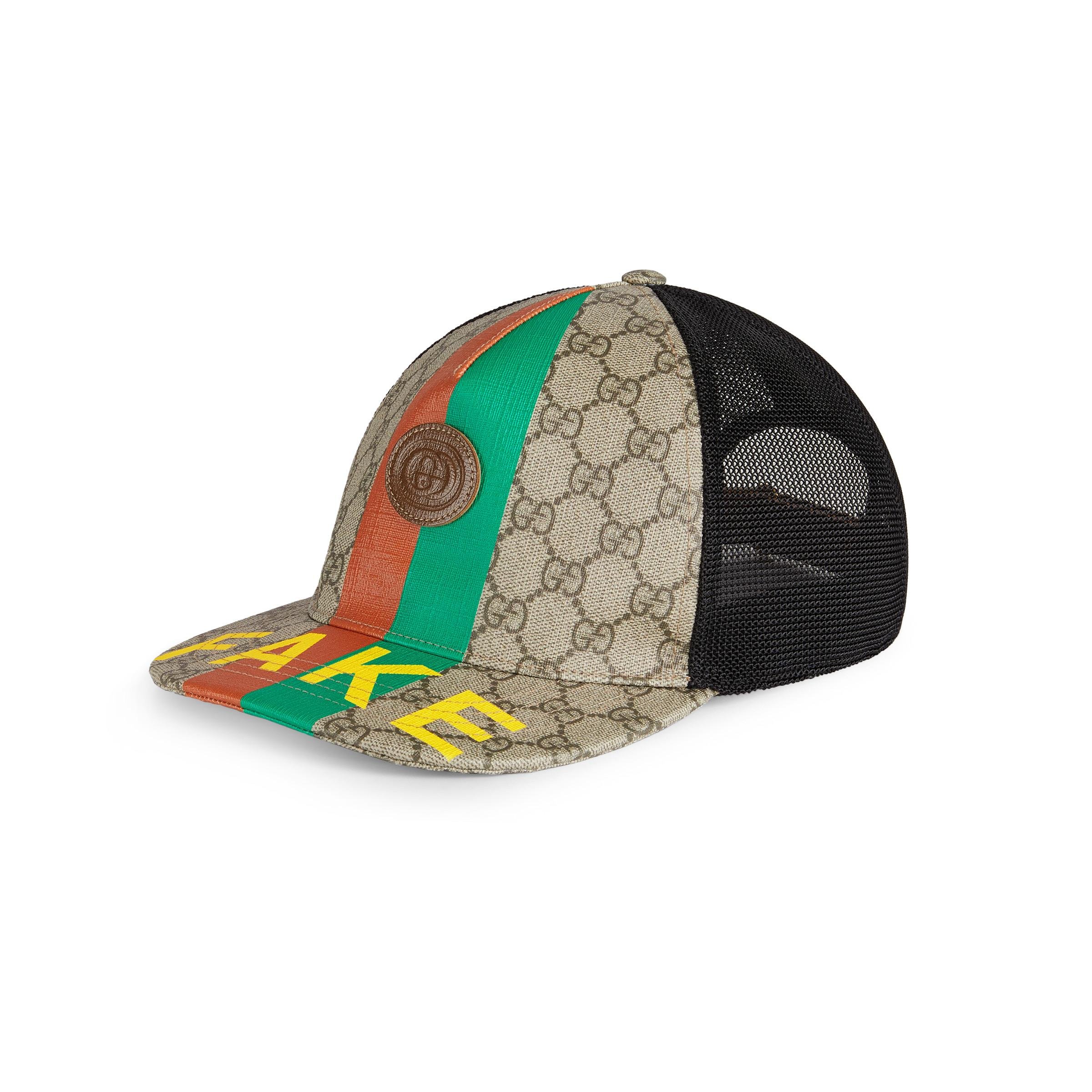Gucci 'fake/not' Print Baseball Hat in Natural for Men