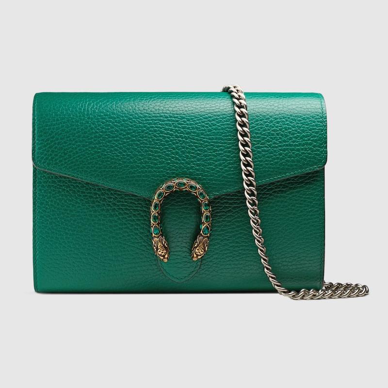 Gucci Dionysus Mini Leather Chain Wallet in Green Lyst Canada