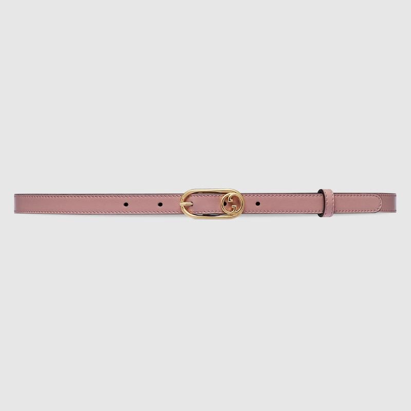Gucci Pink Leather Belt with Gold Interlocking G Buckle Gucci Circular Logo-buckle Leather Belt in Pink | Lyst UK main image 4