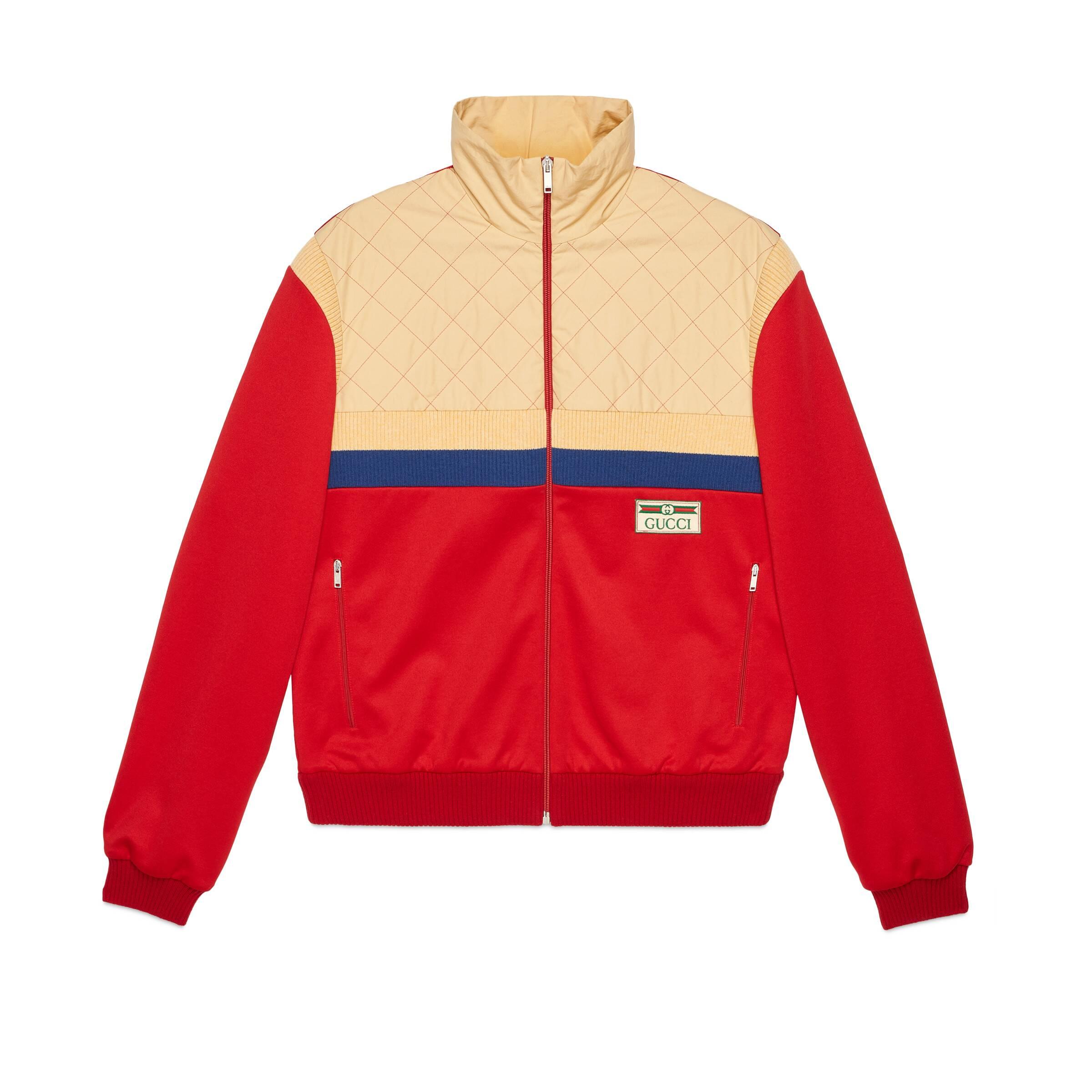 Gucci Cotton Technical Jersey Zipup Jacket in Red for Men Lyst