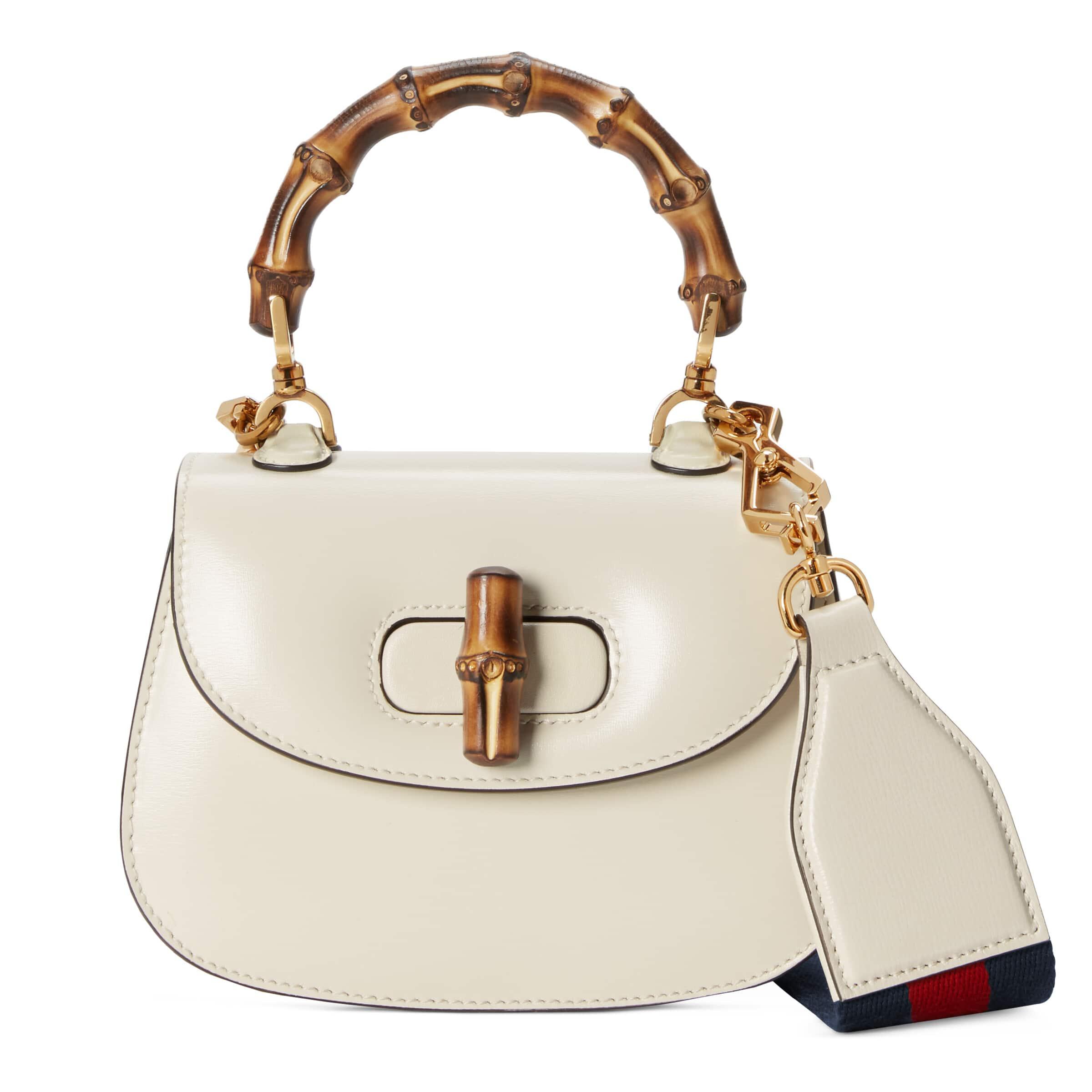 Gucci Leather Bamboo 1947 Mini Top Handle Bag in White | Lyst