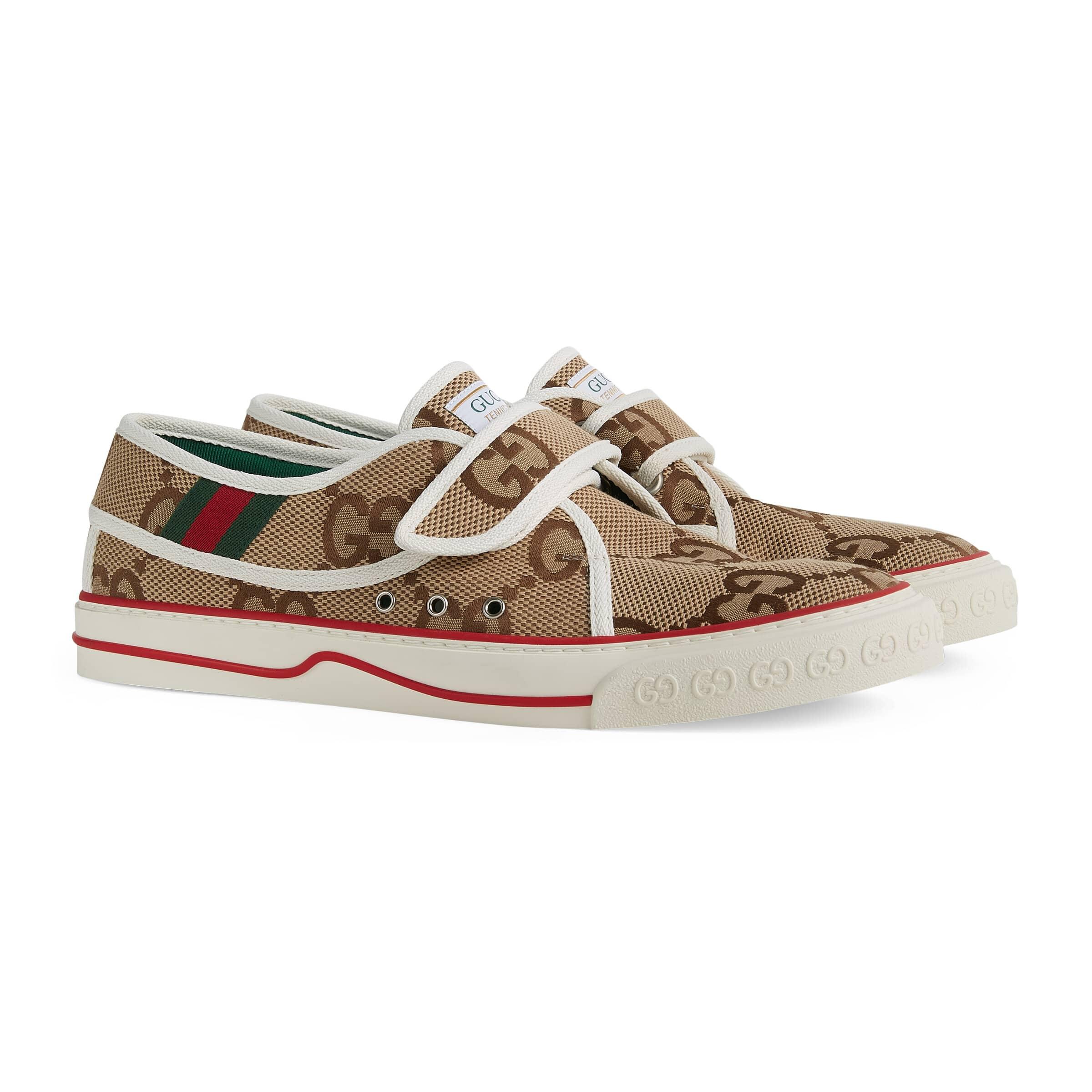 Men's Gucci Tennis 1977 slip-on sneaker in beige and ebony GG canvas