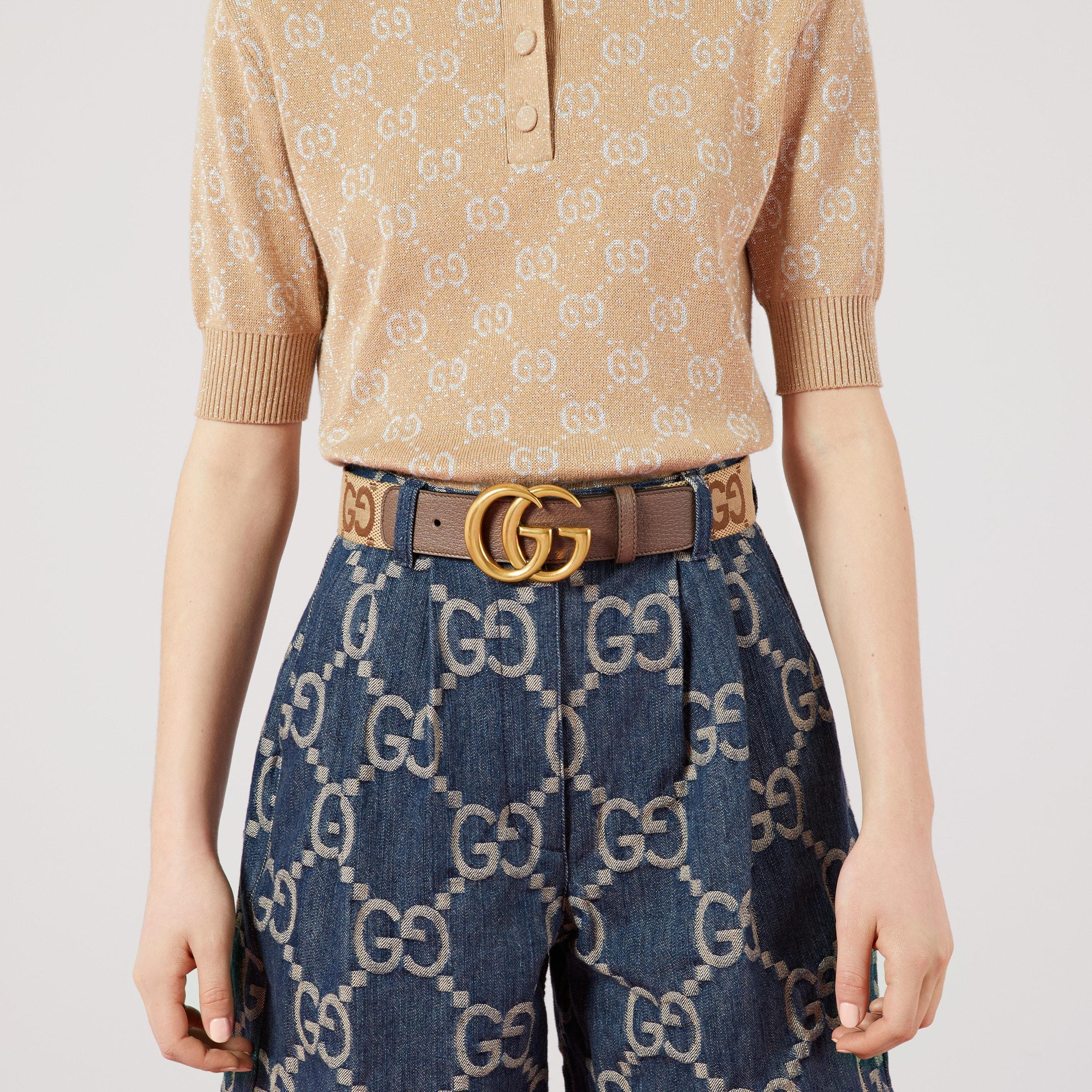 Gucci GG Marmont Jumbo GG Wide Belt in Brown | Lyst