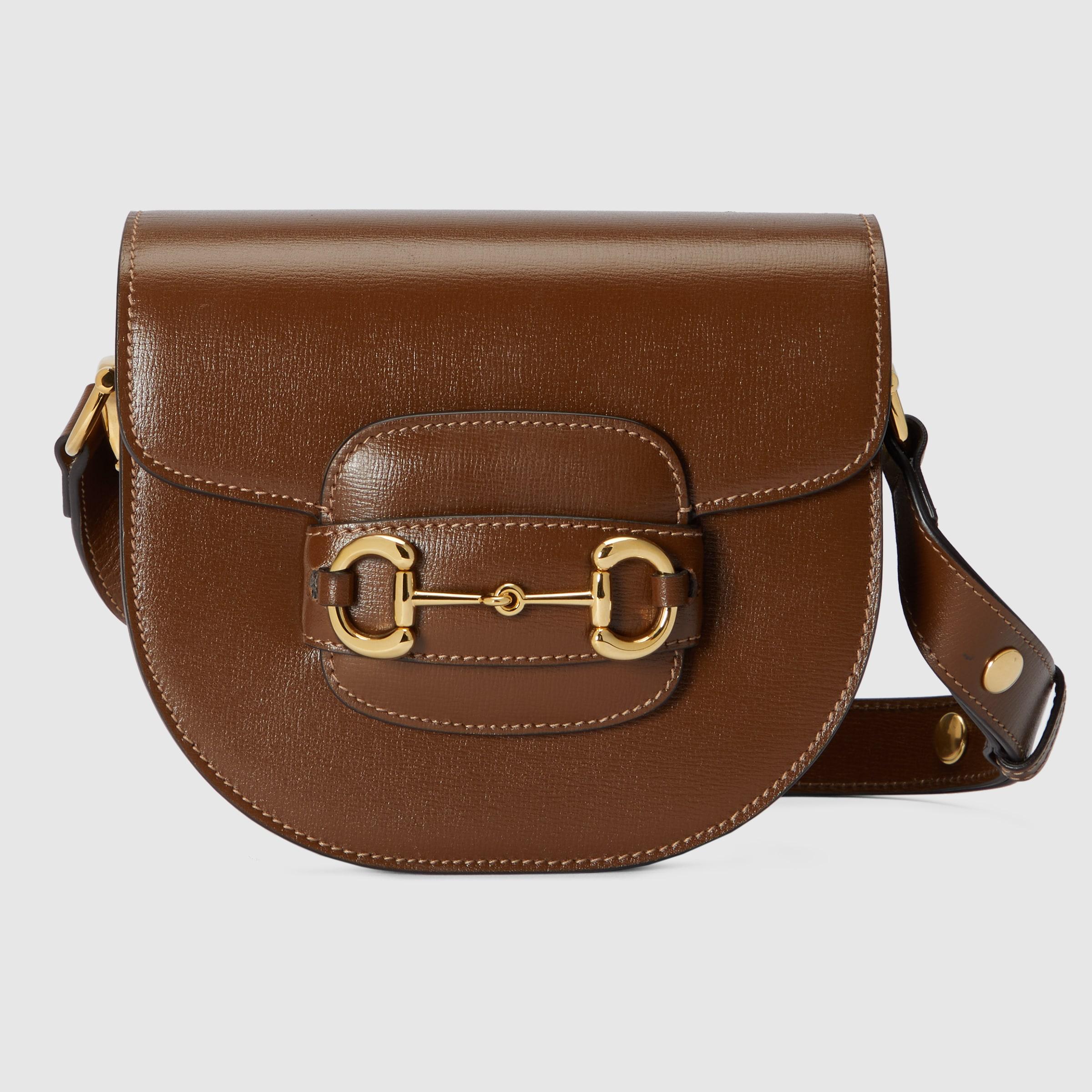 Gucci Horsebit Shoulder Bag Brown Leather