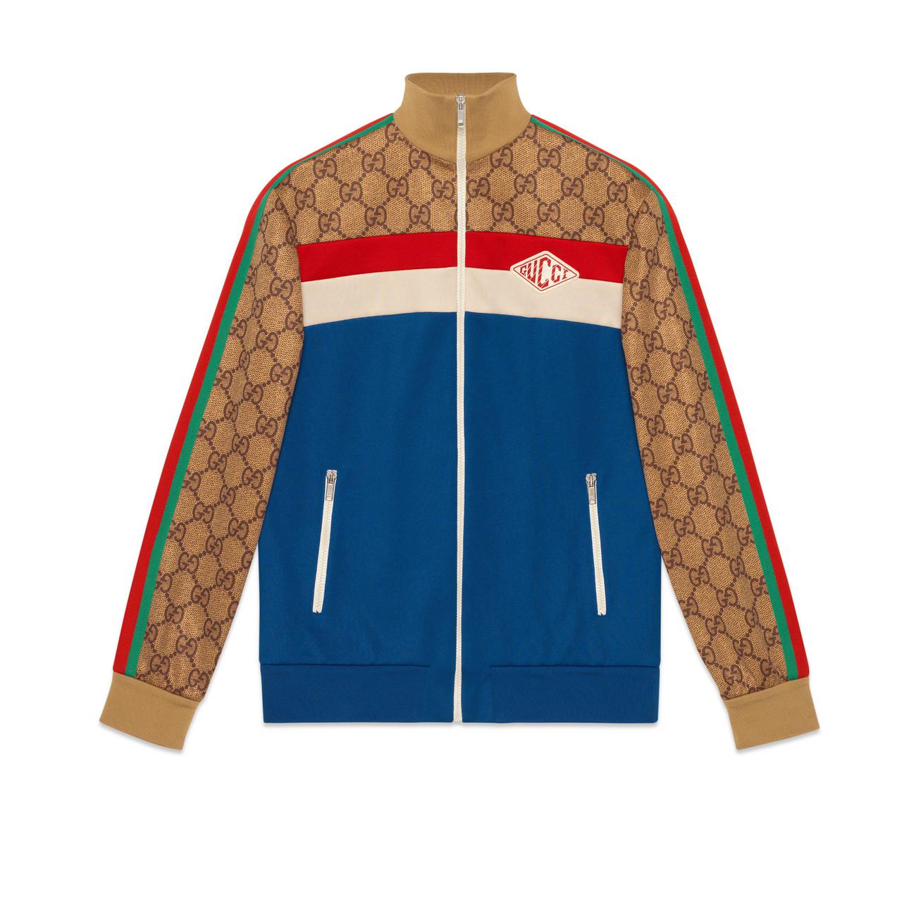 Gucci Synthetic GG Technical Jersey Jacket in Brown - Lyst
