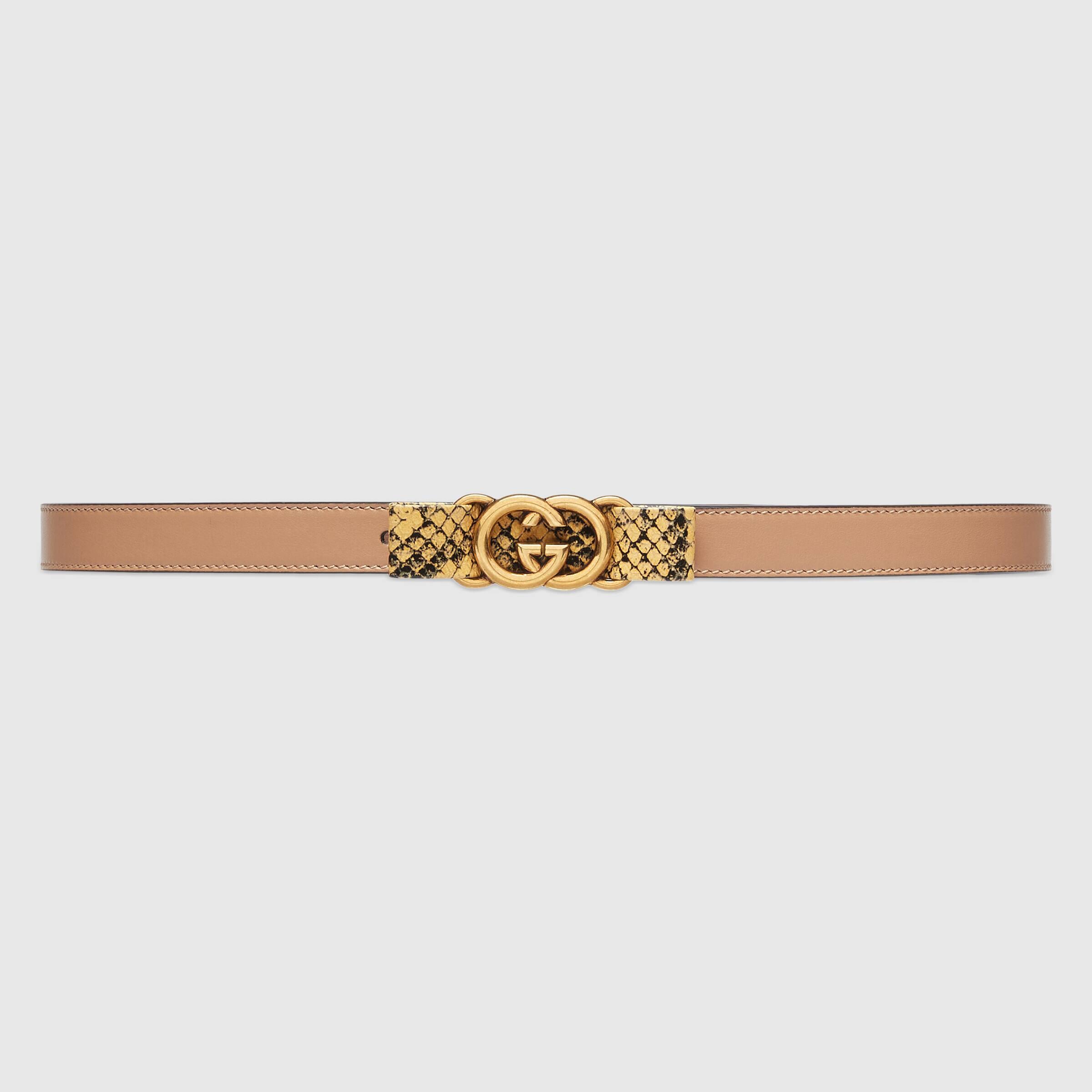 Gucci Thin Belt With Interlocking G Buckle in Natural Lyst Canada