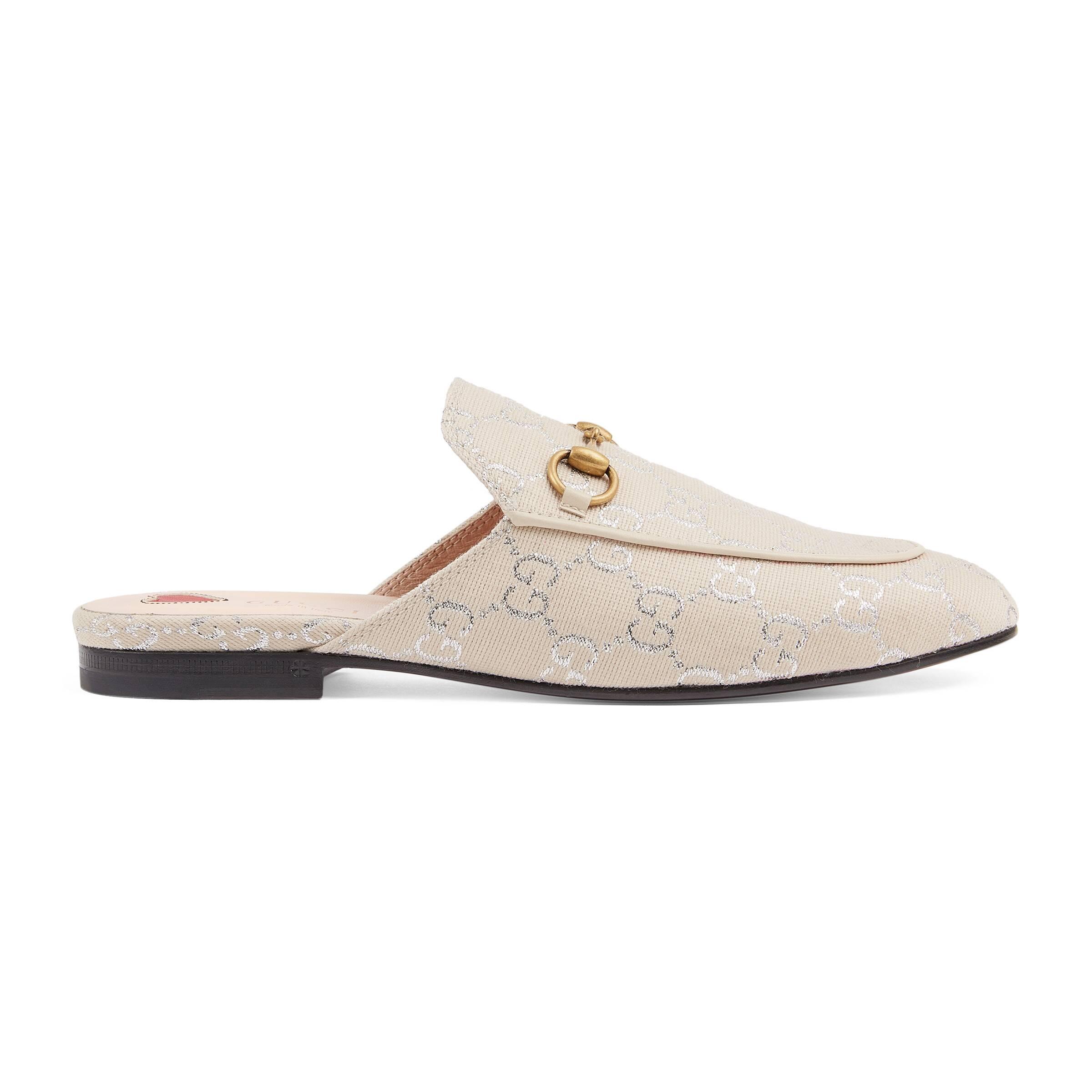 Gucci Leather Princetown Slipper in White - Lyst