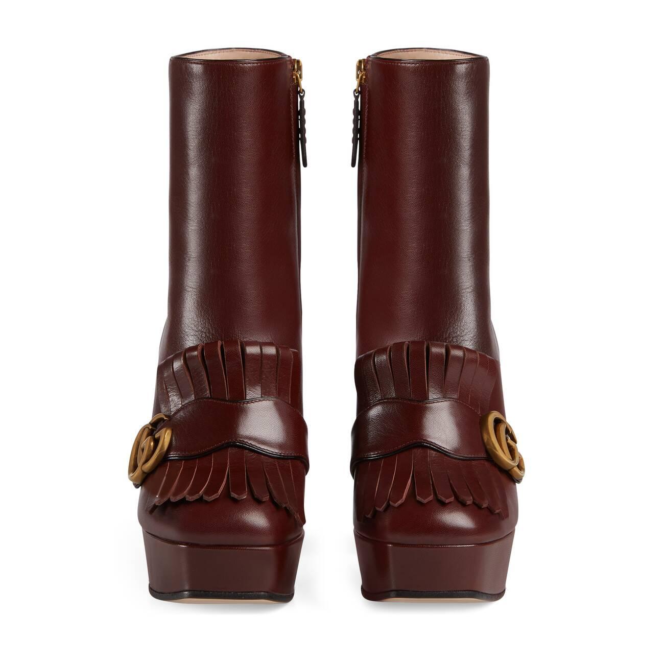 gucci leather platform ankle boot with fringe