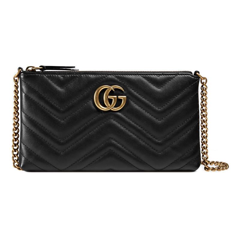 Shop the GG Marmont matelassé mini chain bag in black at GUCCI.COM