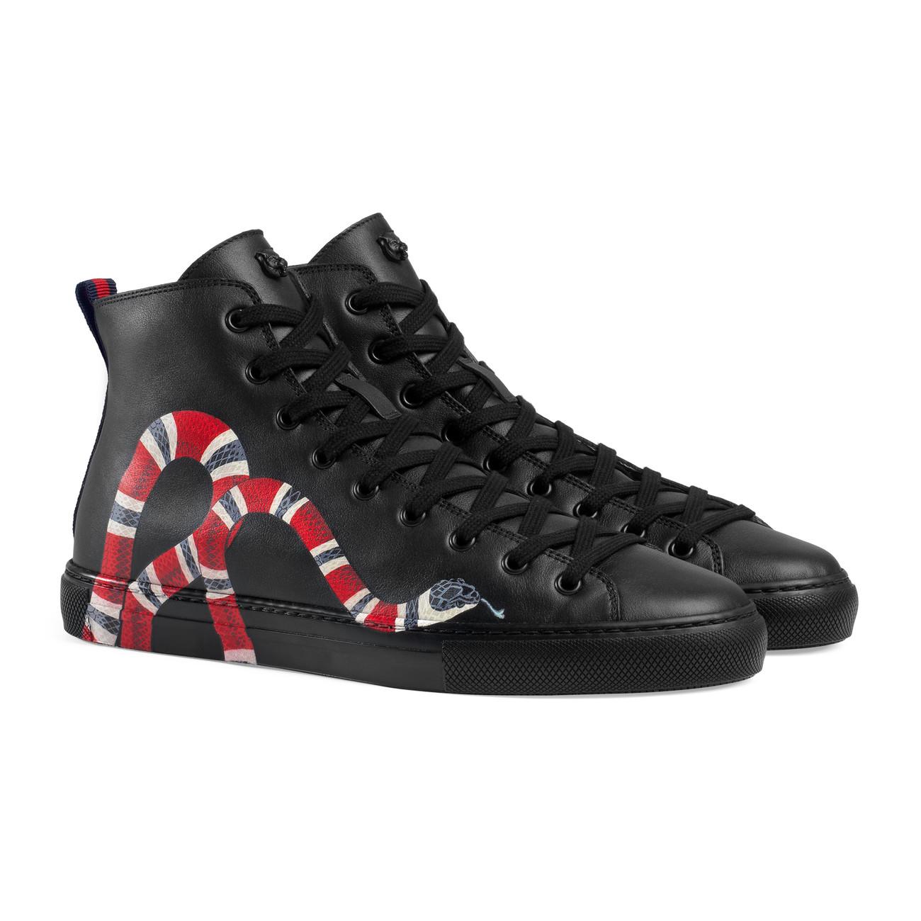 Gucci Leather High-top With Snake in Black Leather (Black) for Men - Lyst