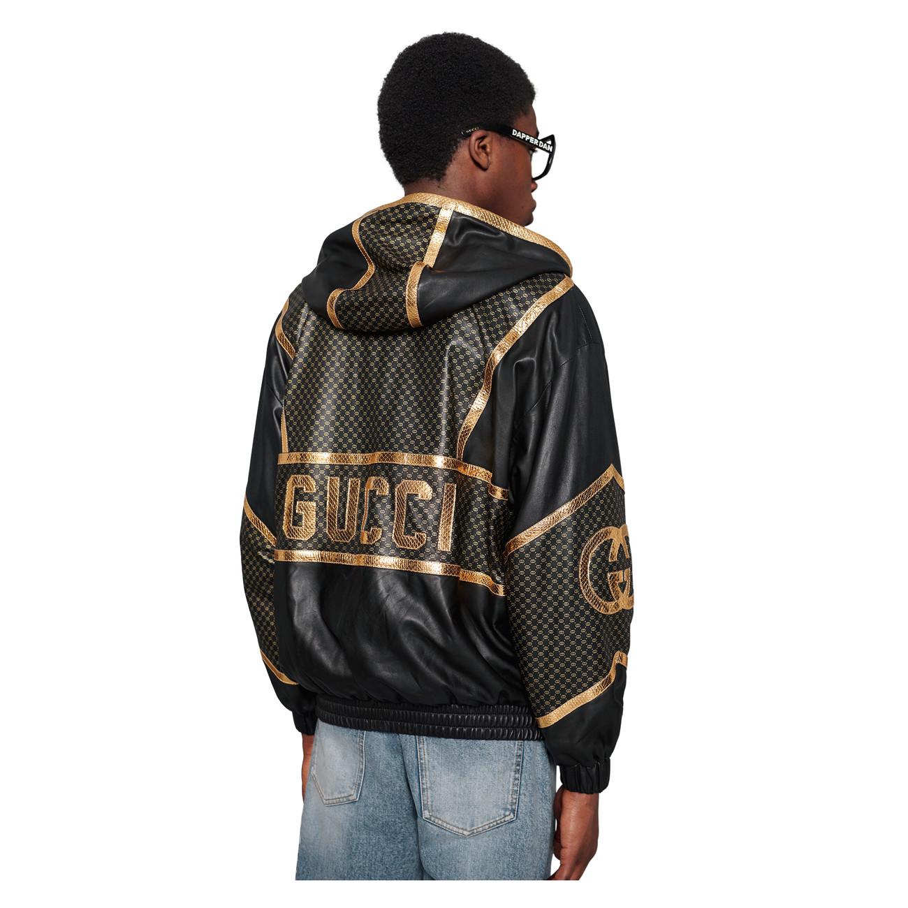 Gucci Leather -dapper Dan Hooded Bomber in Green for Men - Lyst