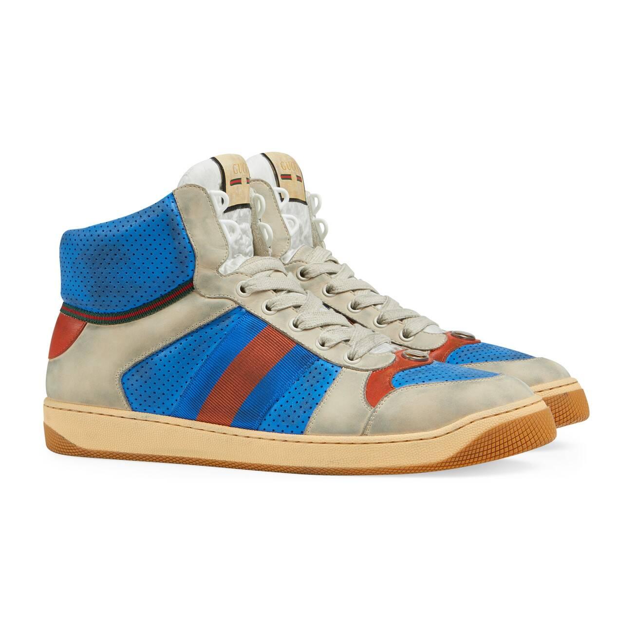 Gucci Leather Men's Screener High-top Sneakers in Blue for Men - Lyst