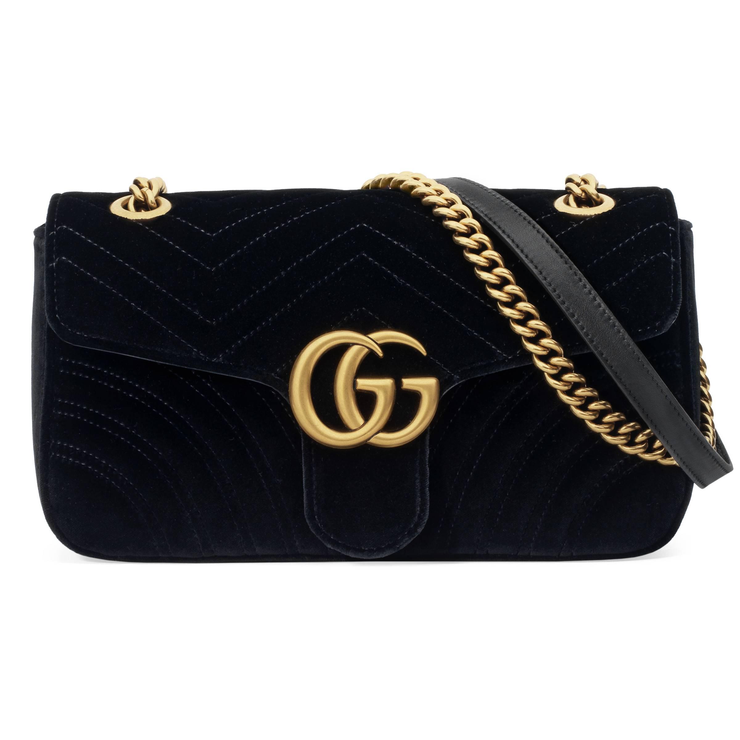 Gucci GG Marmont Velvet Shoulder Bag in Black | Lyst Australia