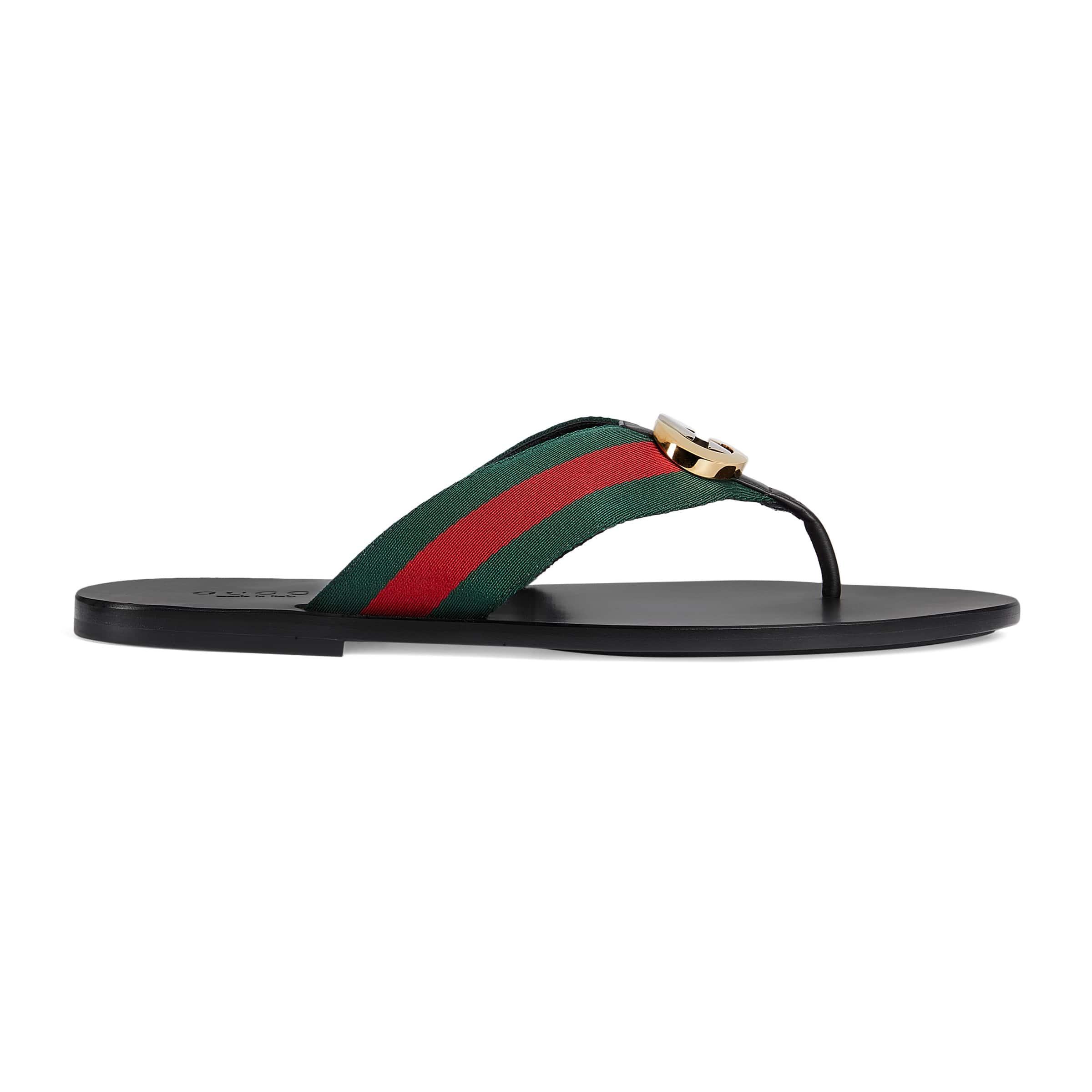 Gucci Kika Web stripe Woven Flip flops in Black for Men Lyst