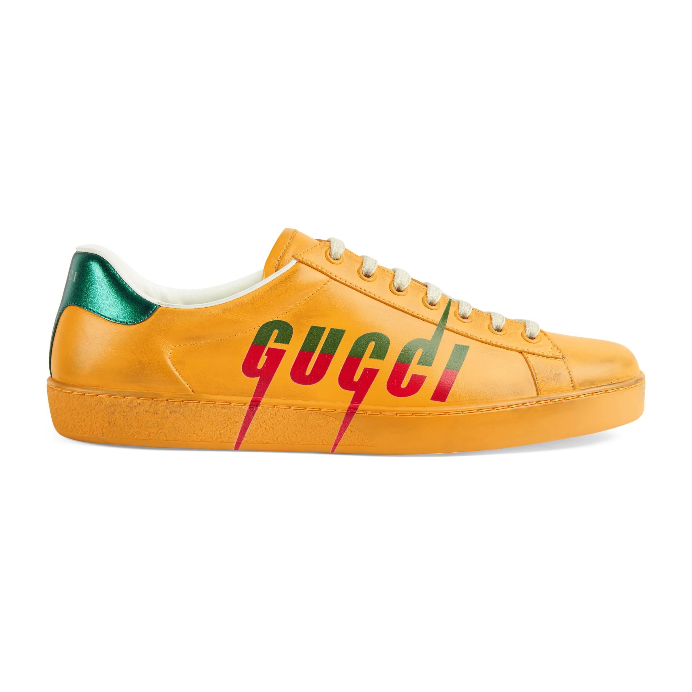 yellow gucci ace sneakers