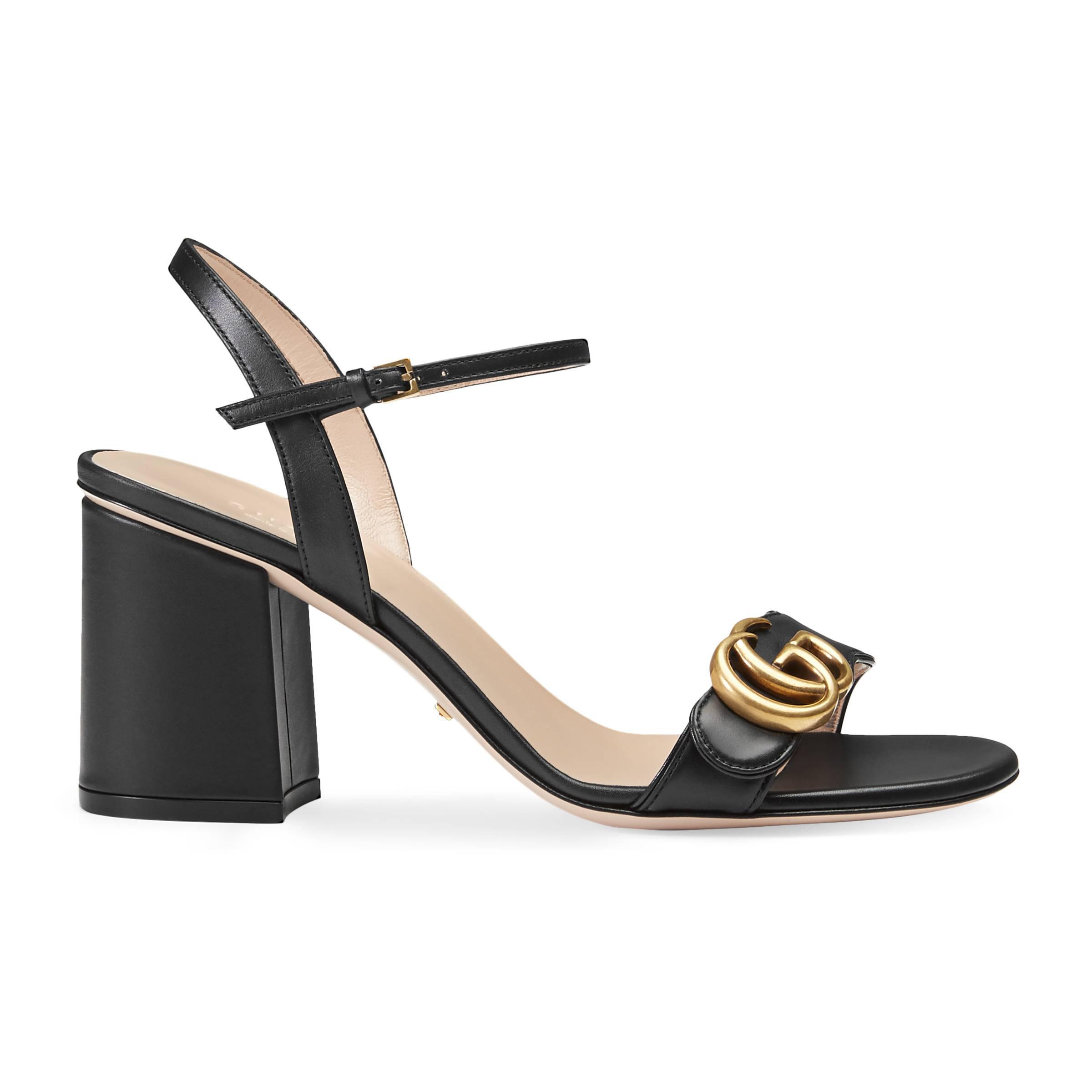 Gucci GG Marmont Block-heel Sandals in Black - Save 18% - Lyst