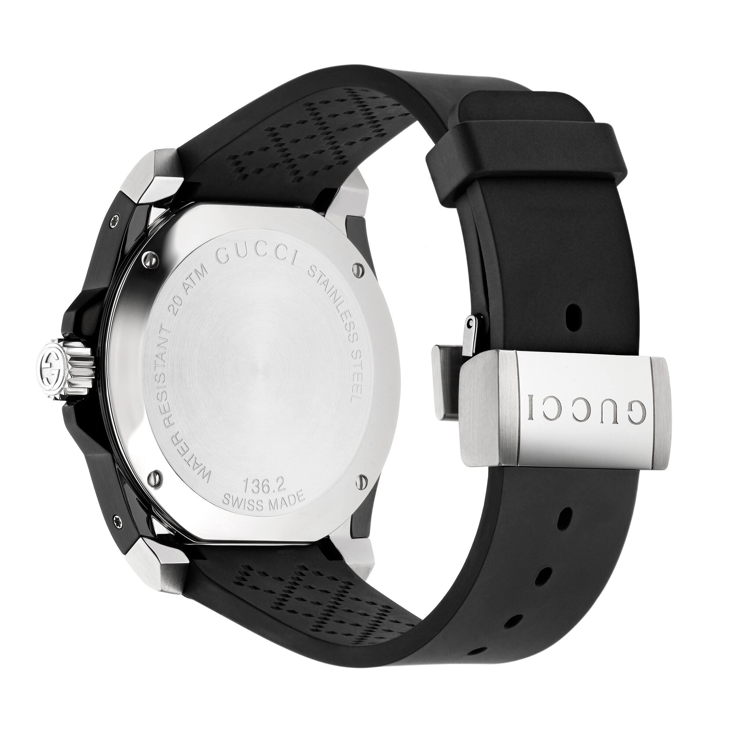 Gucci Ya136204 Men's Dive Date Rubber 