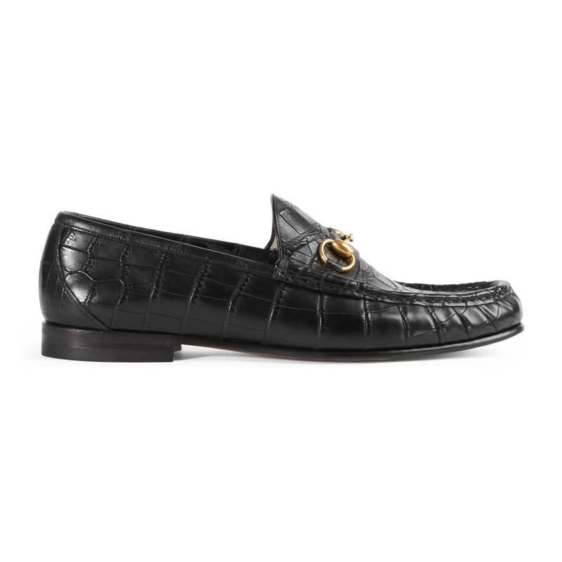 Gucci 1953 Horsebit Crocodile Loafer in Black for Men | Lyst