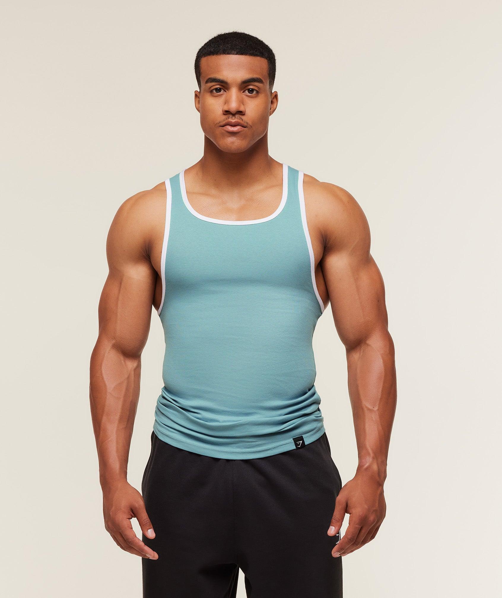 GYMSHARK Ribbed Tank 1Pk in Blue for Men | Lyst