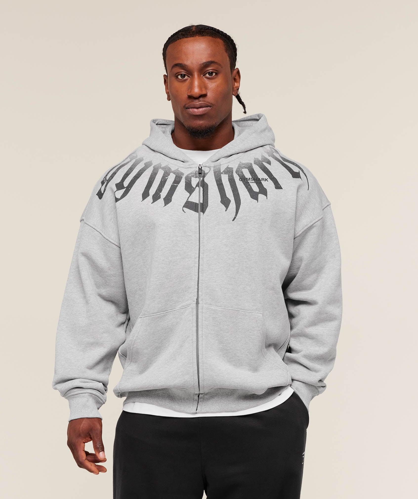 GYMSHARK Fade Graphic Zip Up Hoodie in Grey for Men | Lyst UK