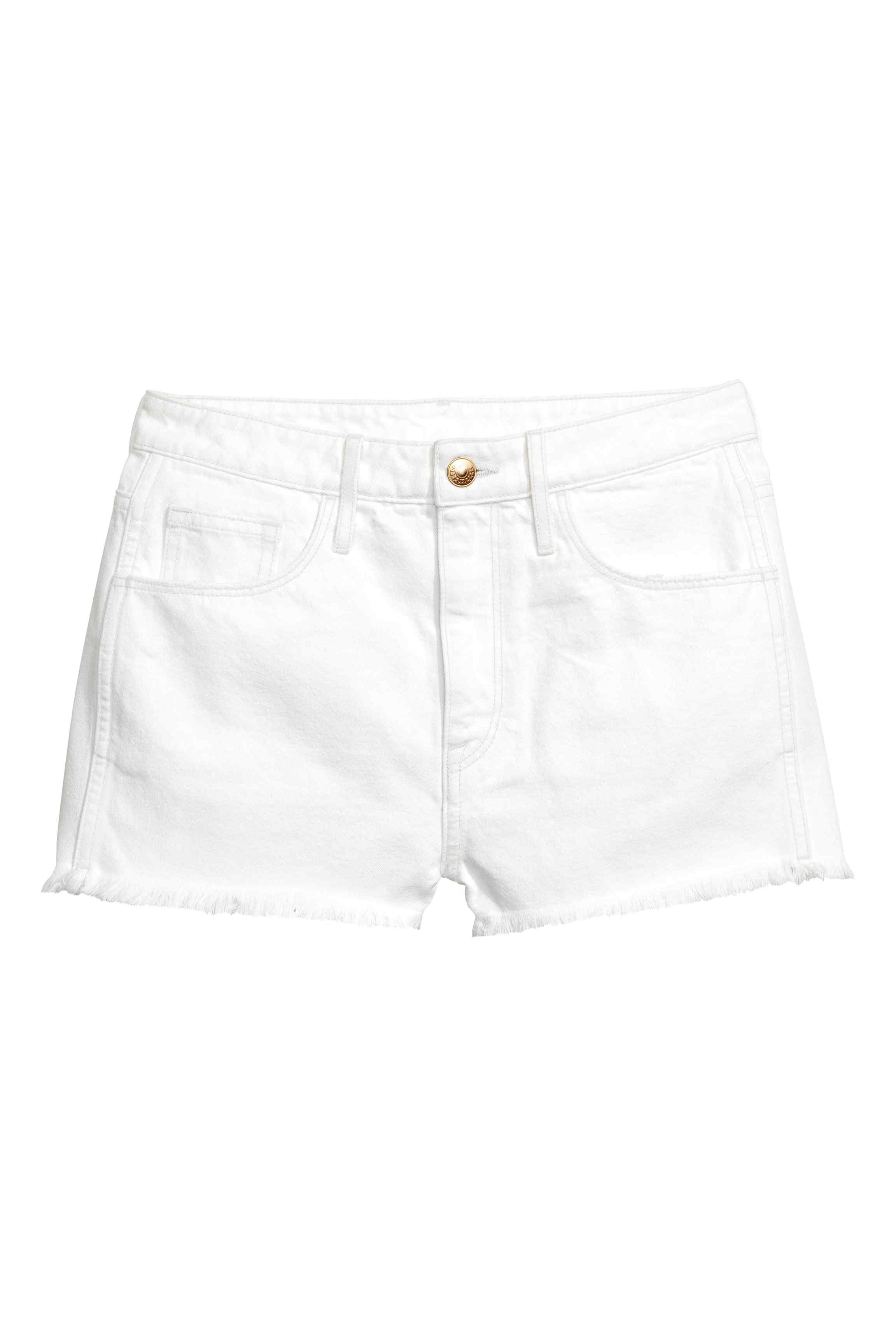 H\u0026M Denim Shorts High Waist in White 
