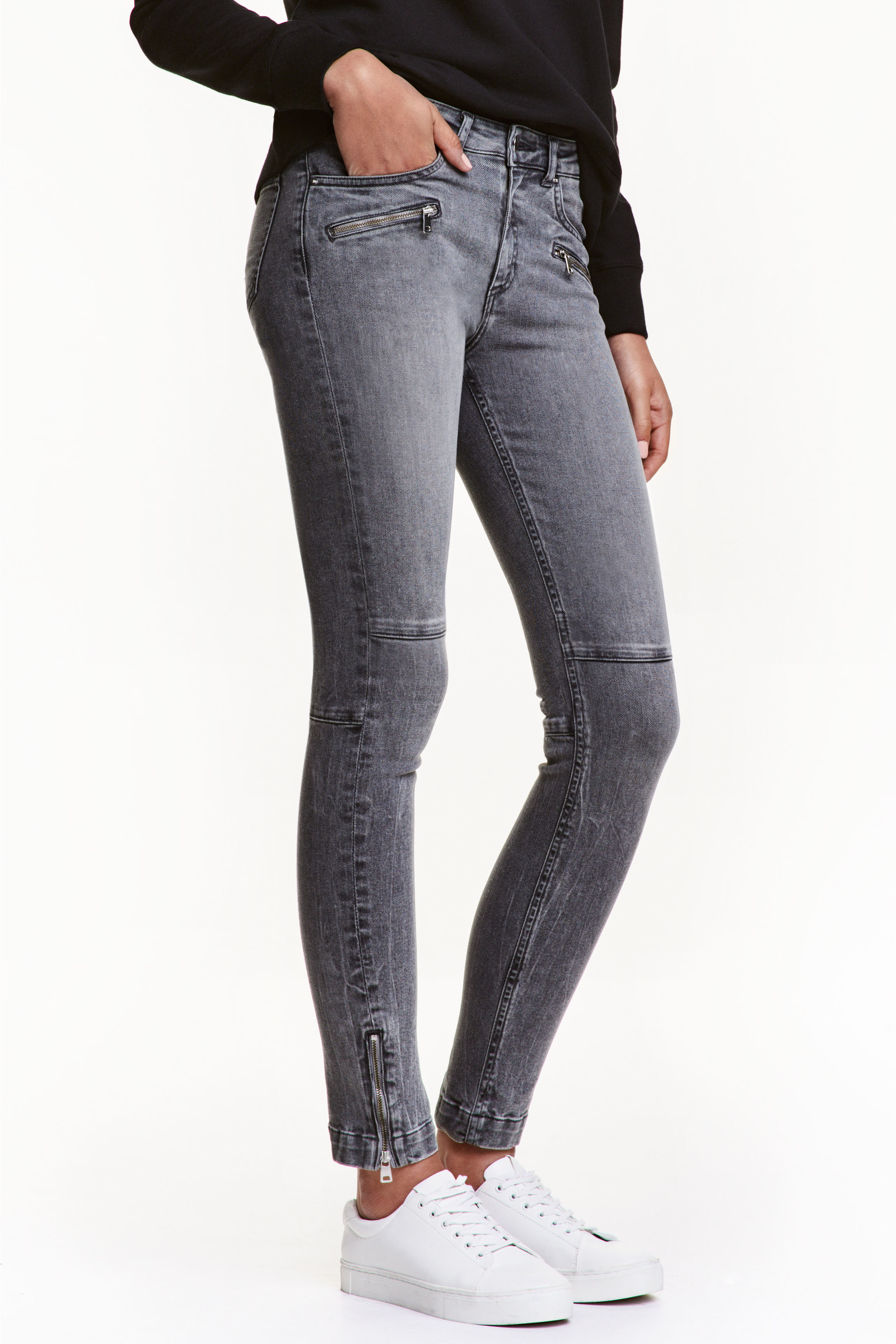 H&m Skinny Low Ankle Jeans in Gray | Lyst