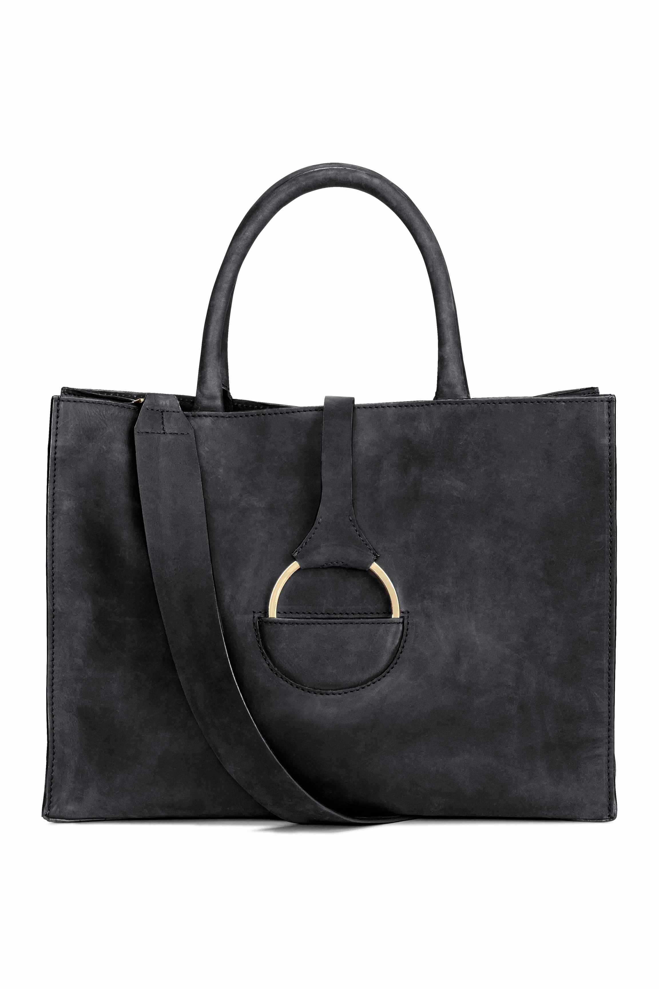 H&M Cotton Leather Tote Bag in Black - Lyst