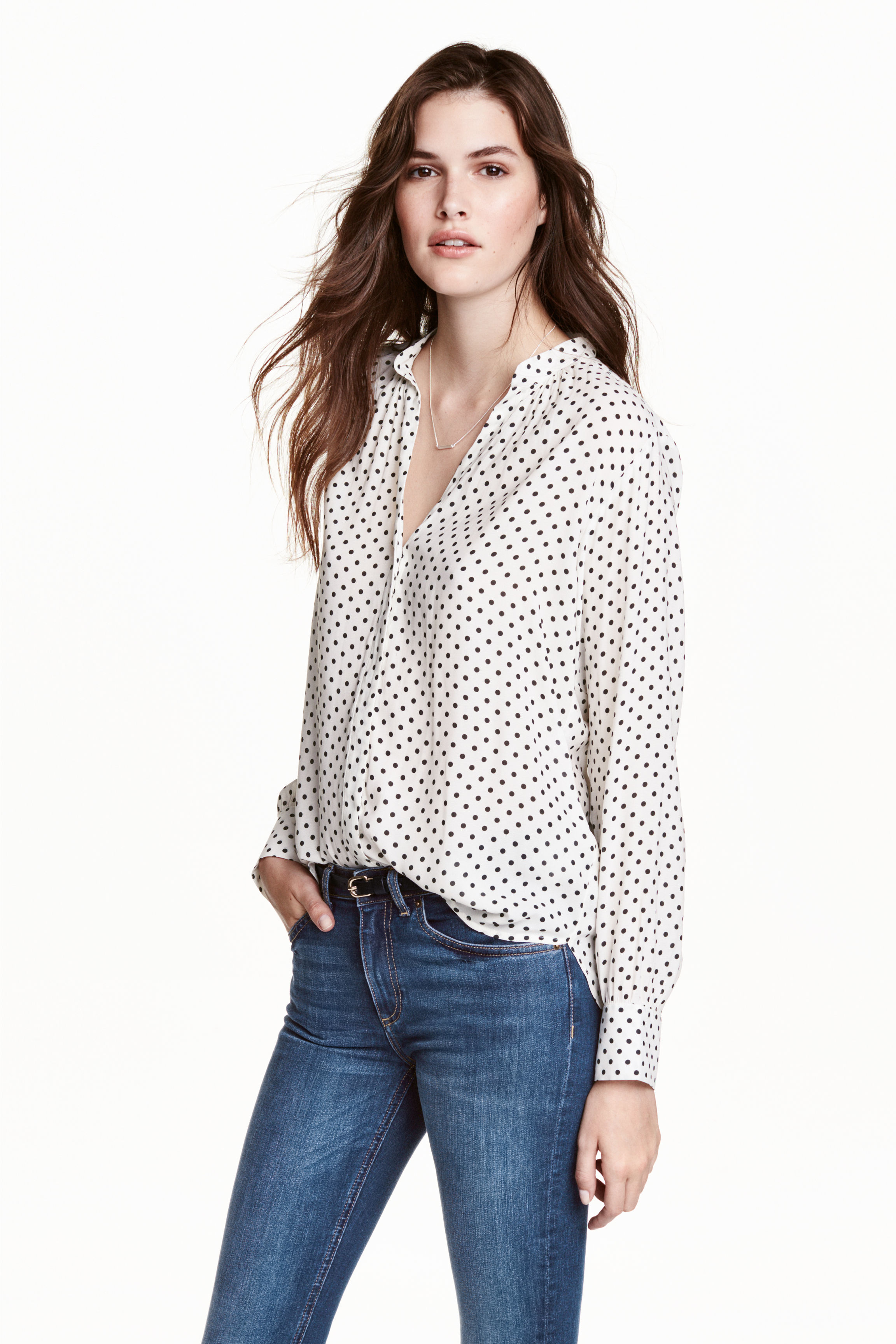 H M V Neck Blouse h m v neck blouse in white lyst H M V Neck Blouse h m v neck blouse in white lyst