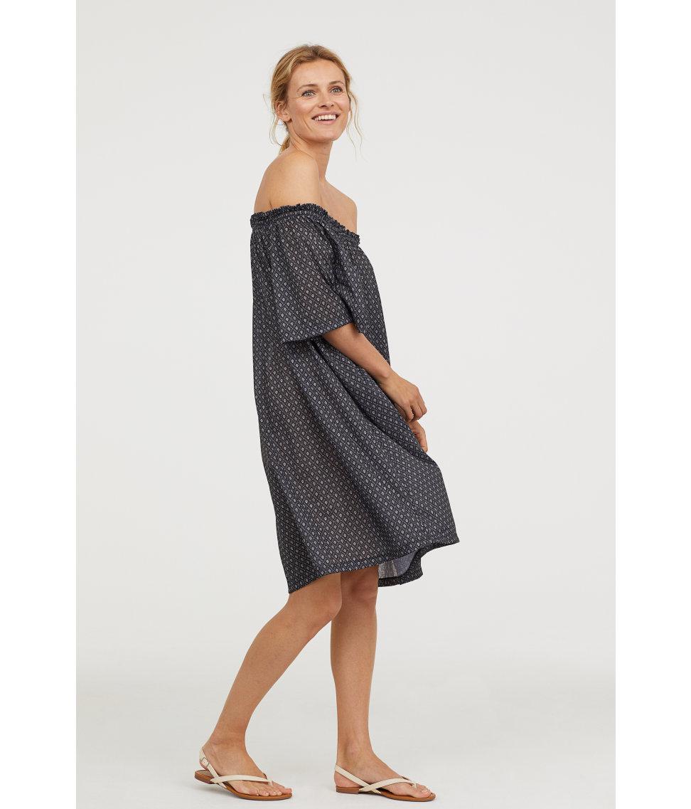 h&m black off shoulder dress