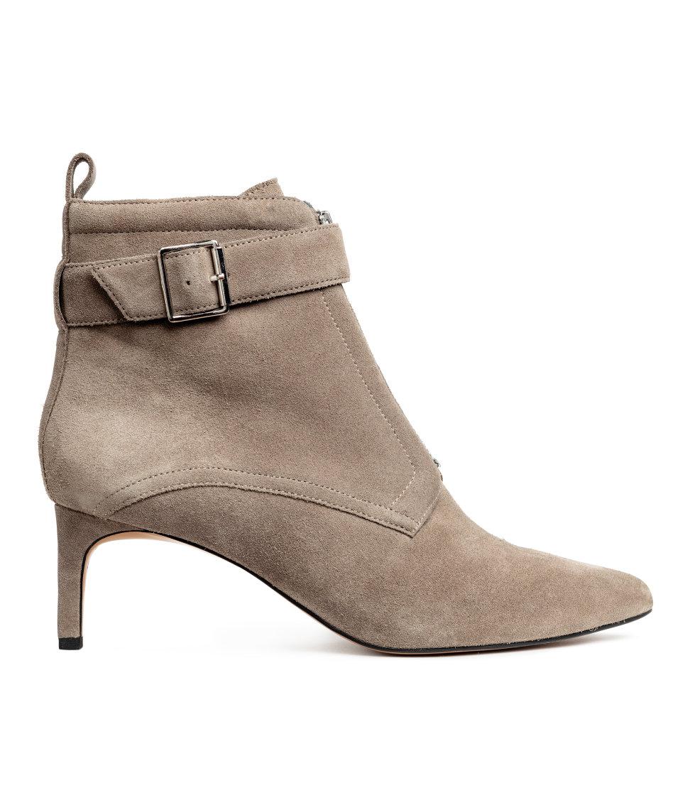 Lyst H&M Suede Kittenheel Boots in Brown