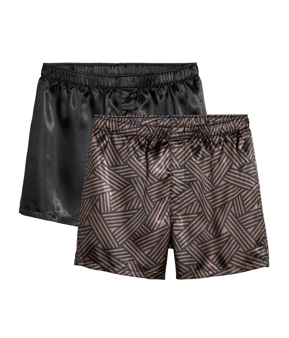 H&M 2-pack Satin Boxer Shorts in Dark Blue/Patterned (Blue) for Men | Lyst