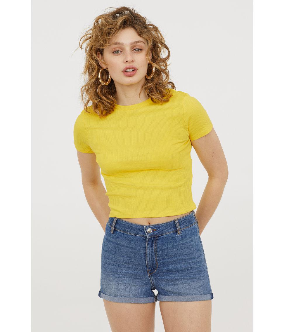 yellow ribbed top